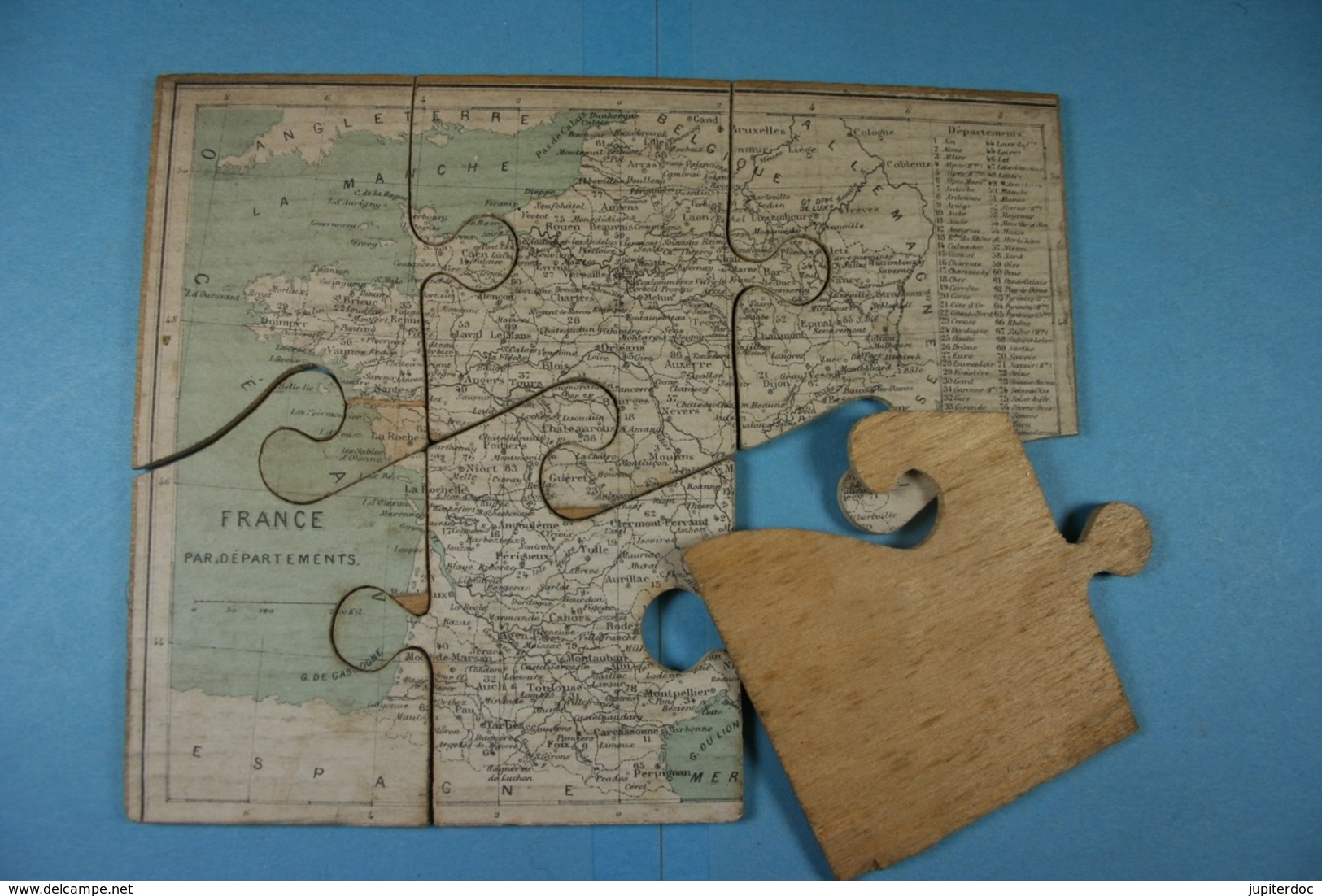 Très Ancien Puzzle De La France En Bois (7 Pièces) - Puzzles