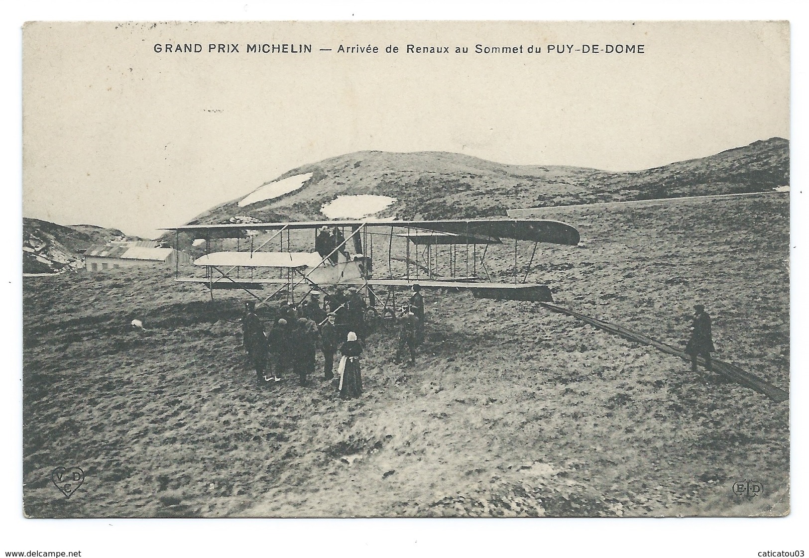 Grand Prix MICHELIN D'Aviation 1911 - Arrivée De RENAUX (vainqueur Du Prix) Au Sommet Du Puy De Dôme - Biplan Farmer - Meetings
