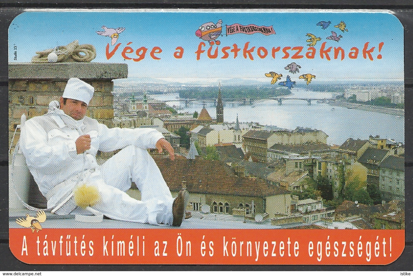 Hungary,  Budapest, White-dressed Chimney-sweeper, District-heating Ad, 2001. - Kleinformat : 2001-...