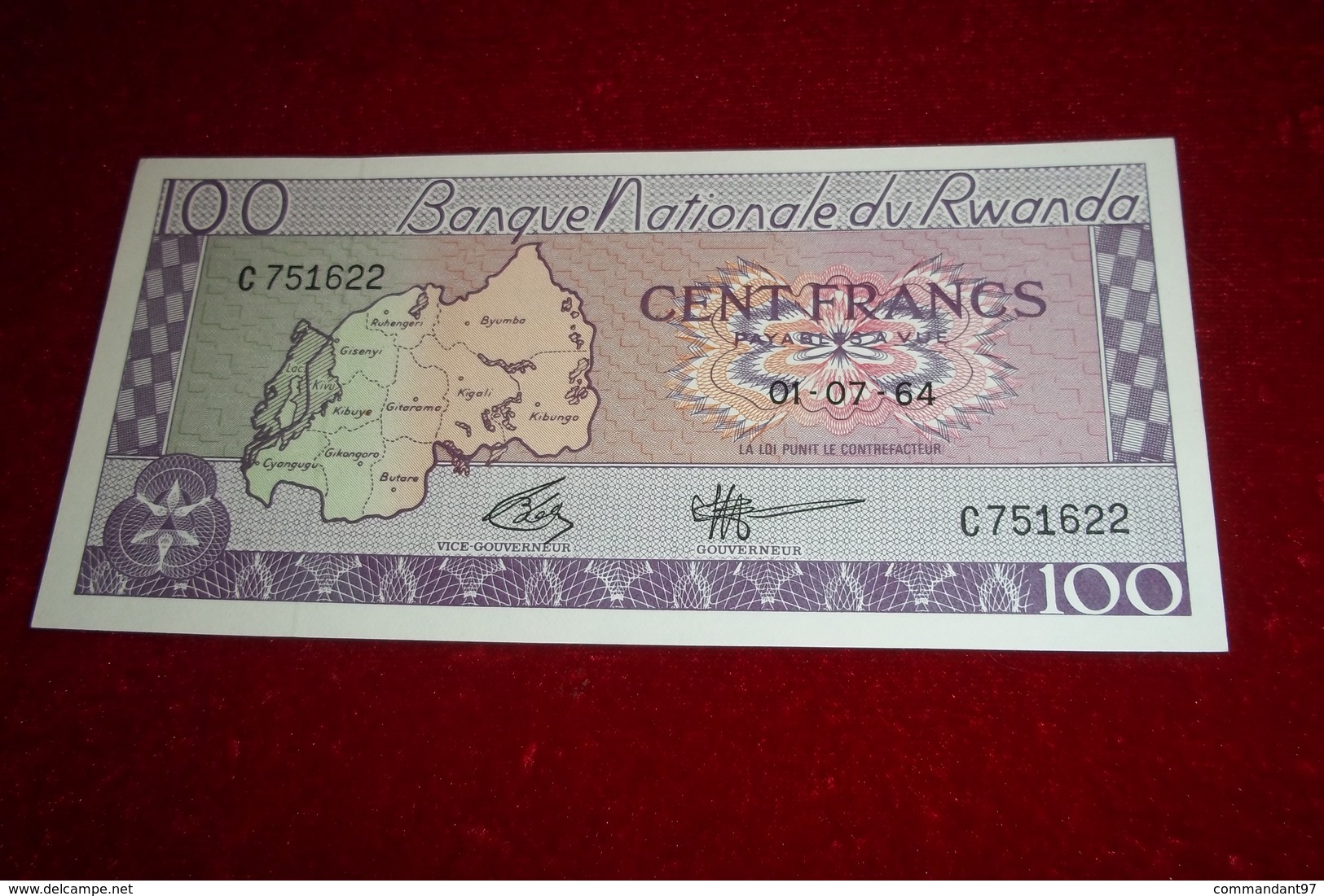5 billets RWANDA ANNEE 1960 à 2000 unc