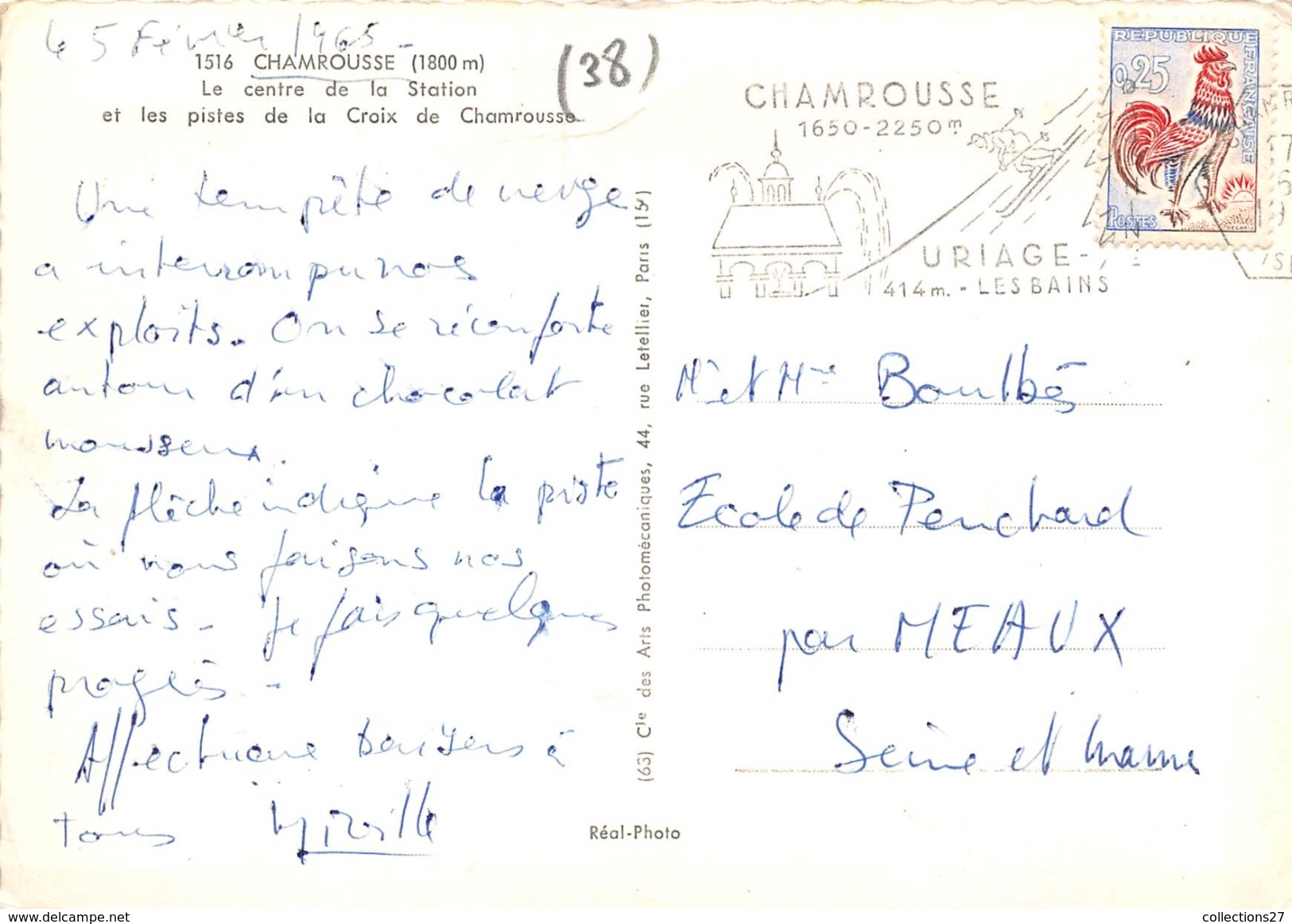 38-CHAMROUSSE- LE CENTRE DE LA STATION, ET LES PISTES DE LA CROIX DE CHAMROUSSE - Chamrousse