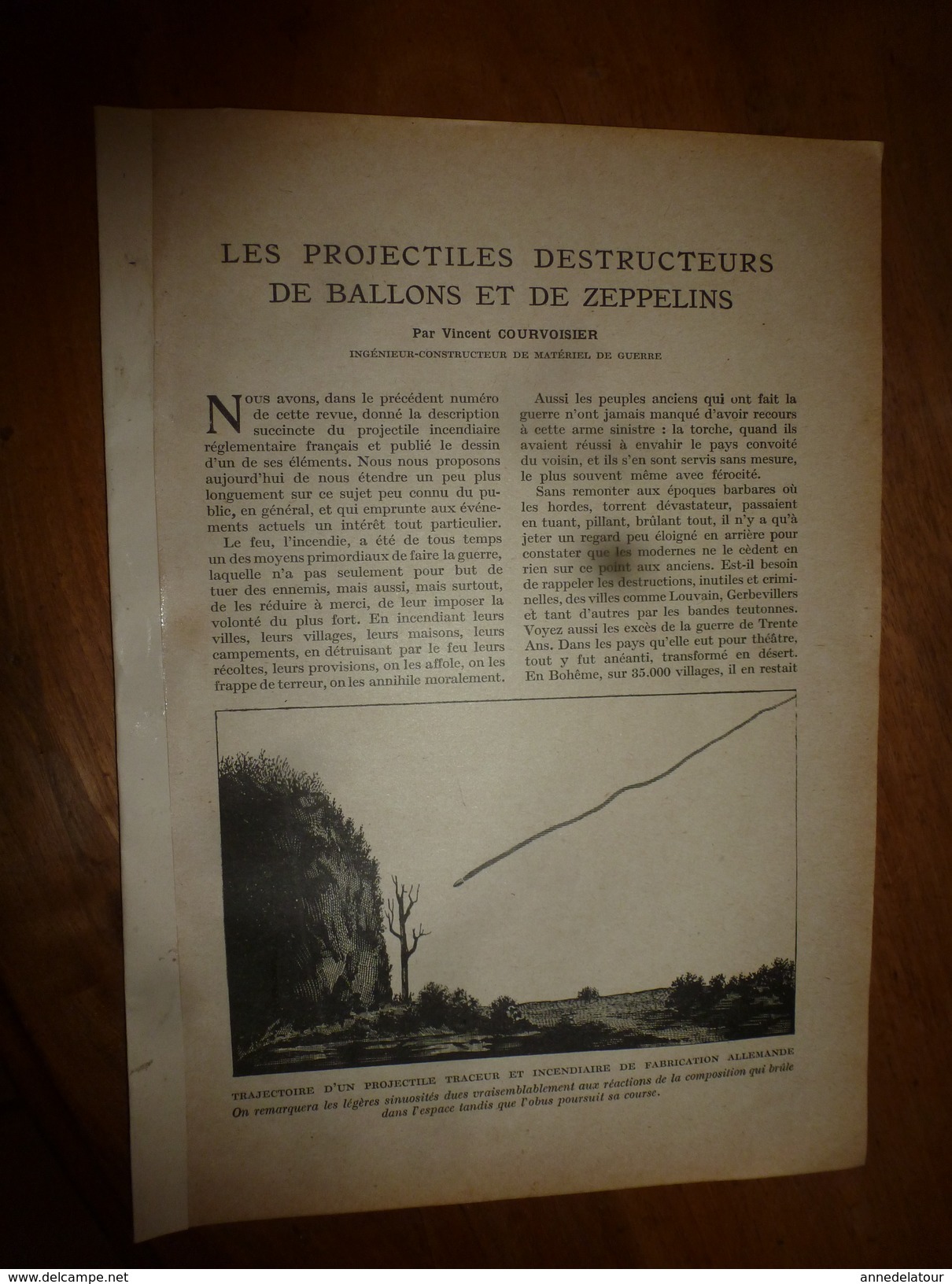 1917 LSELV :Les Projectiles Destructeurs De BALLONS Et De ZEPPELINS (par Vincent Courvoisier Ingénieur-constructeur ) - Documents