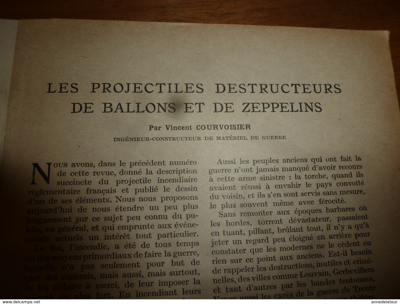 1917 LSELV :Les Projectiles Destructeurs De BALLONS Et De ZEPPELINS (par Vincent Courvoisier Ingénieur-constructeur ) - Documents