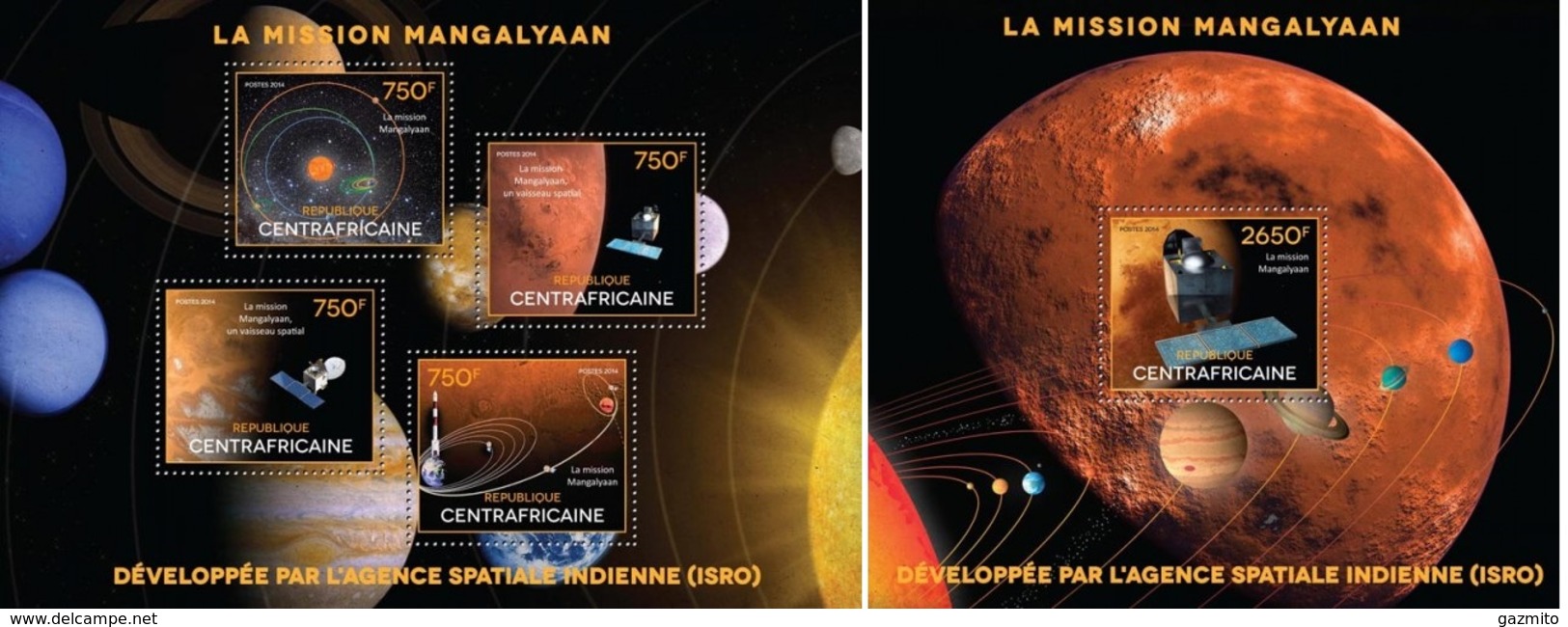 Centrafrica 2014, Space, Mission Mangalyaan, 4val In BF +BF - Africa