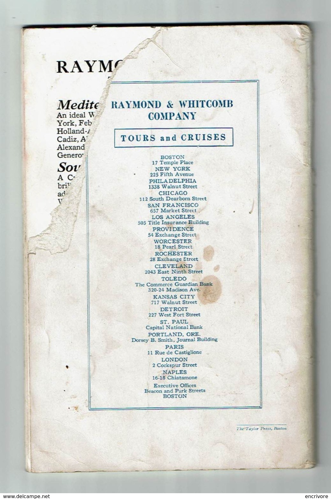 Catalogue RAYMOND WITHCOMB Round The World Cruises Voyages Autour Du Monde Amérique Asie Paquebot Resolute Volendam 1923 - Autres & Non Classés