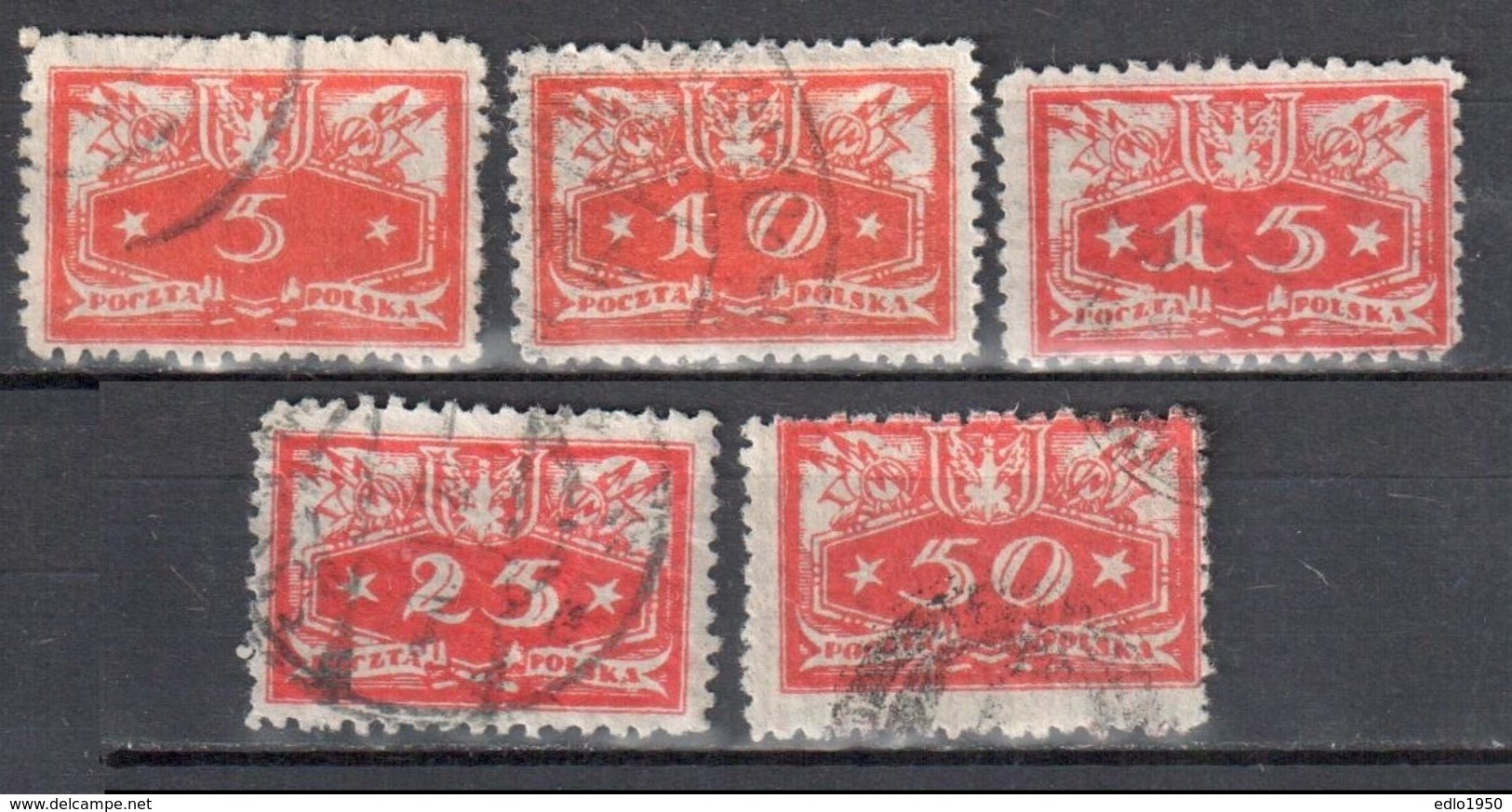 Poland 1920 Official Stamps - Mi.12-16  - Used - Dienstmarken