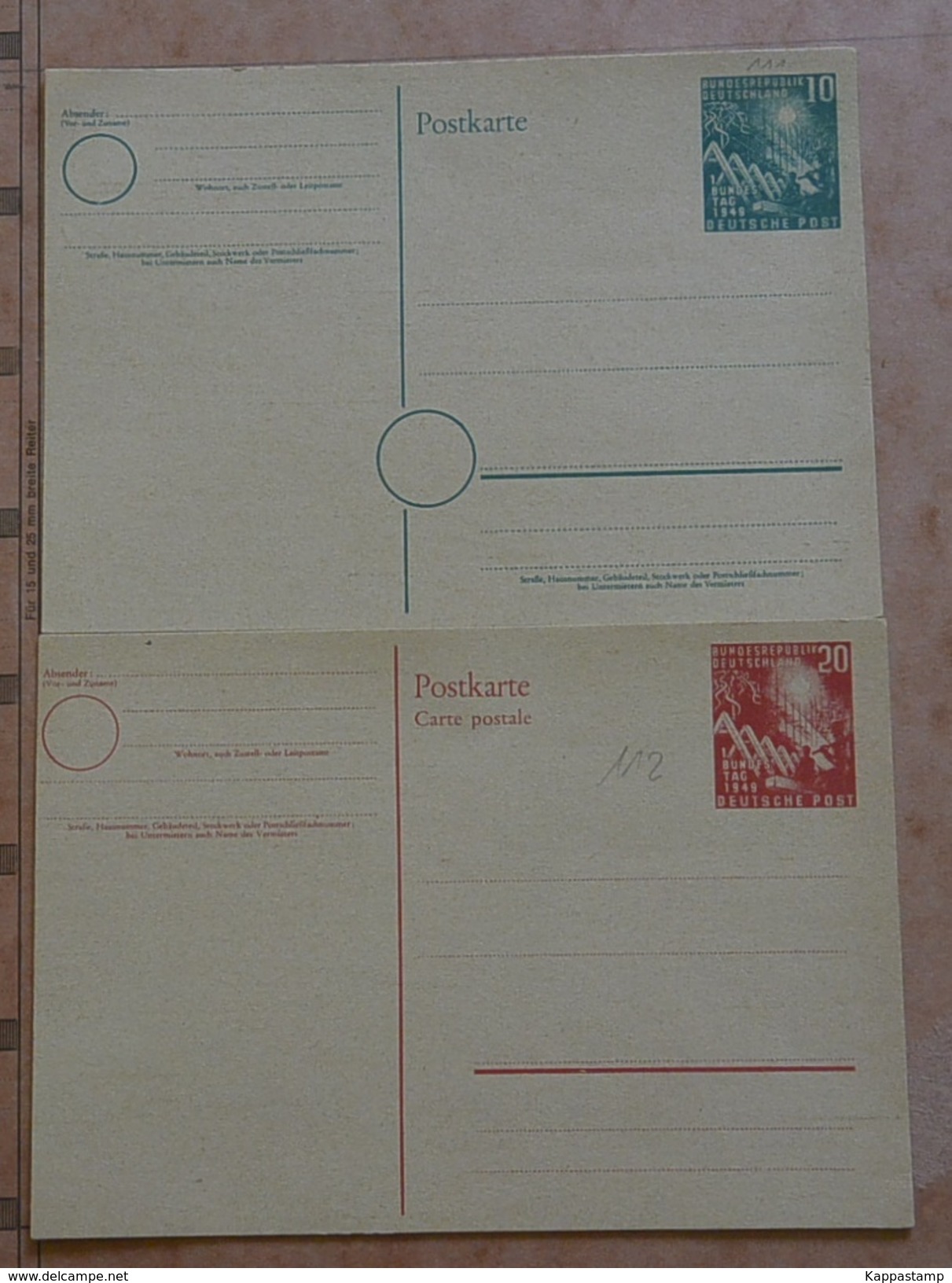 R.F.tedesca Cartoline Postali  MNH** (Wurt.12 - Postkarten - Ungebraucht