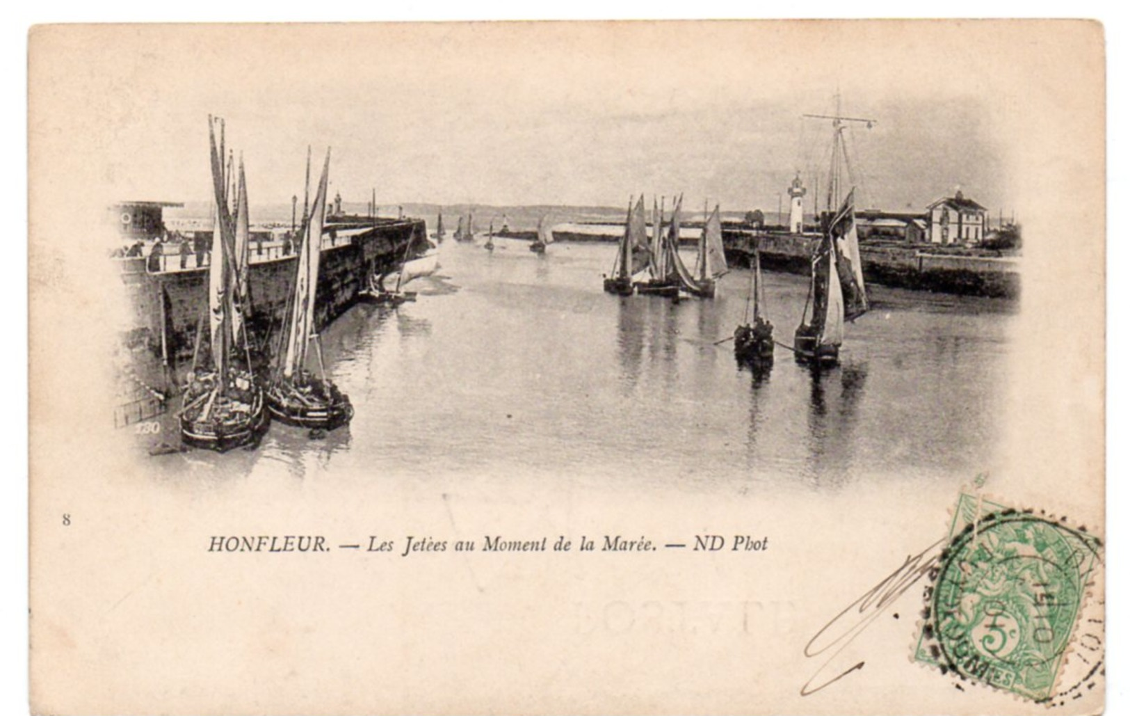 Calvados - HONFLEUR - Les Jetées Au Moment De La Marée - Dos Simple - Honfleur