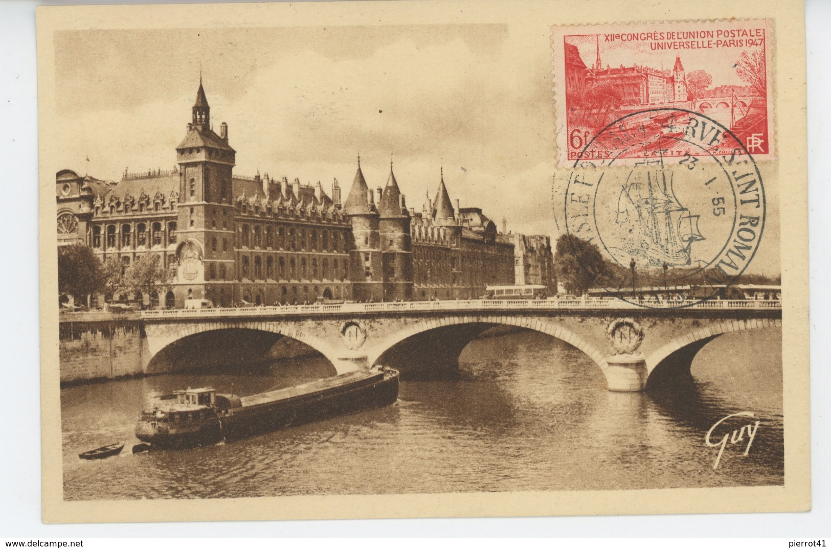 PARIS - VIème Arrondissement - La Seine, Le Pont Au Change, La Conciergerie - Cachet Du MUSEE POSTAL Du 23/01/55 - Arrondissement: 06