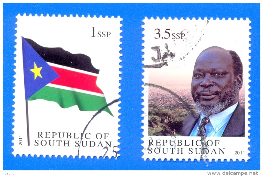Cancelled 1st Stamps Of Independent SOUTH SUDAN = 1SSP National Flag And 3.5 SSP Dr John Garang SOUDAN Du Sud Südsudan - Sud-Soudan