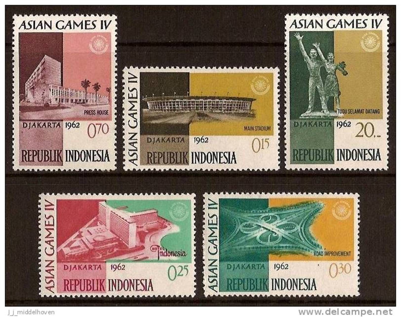 Indonesia Zonnebloem Cat Nr 359/363 Postfris (MNH, Neuf Sans Charniere) Asian Games, Sports - Indonésie