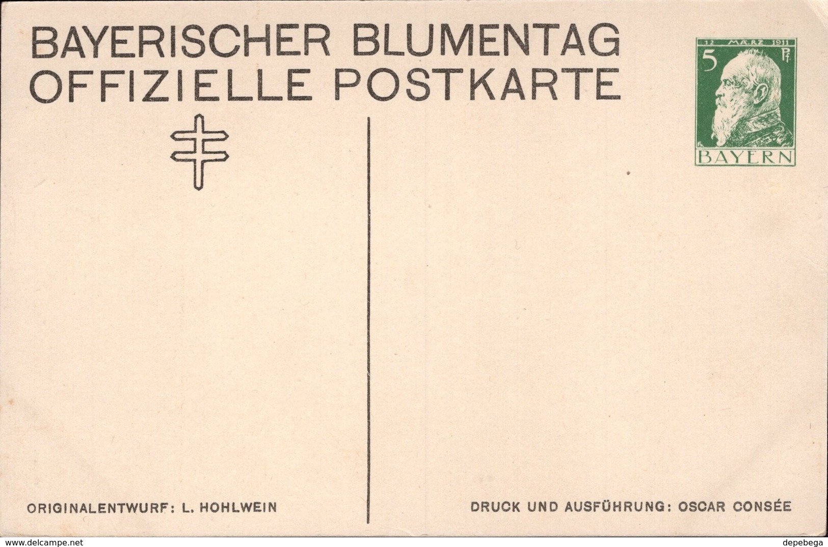 Germany - Bayerischer Blumentag - Offizielle Postkarte, Privatganzsachen PP 27 D 11 (Ludwig Hohlwein-Oscar Consée) 1911. - Otros & Sin Clasificación
