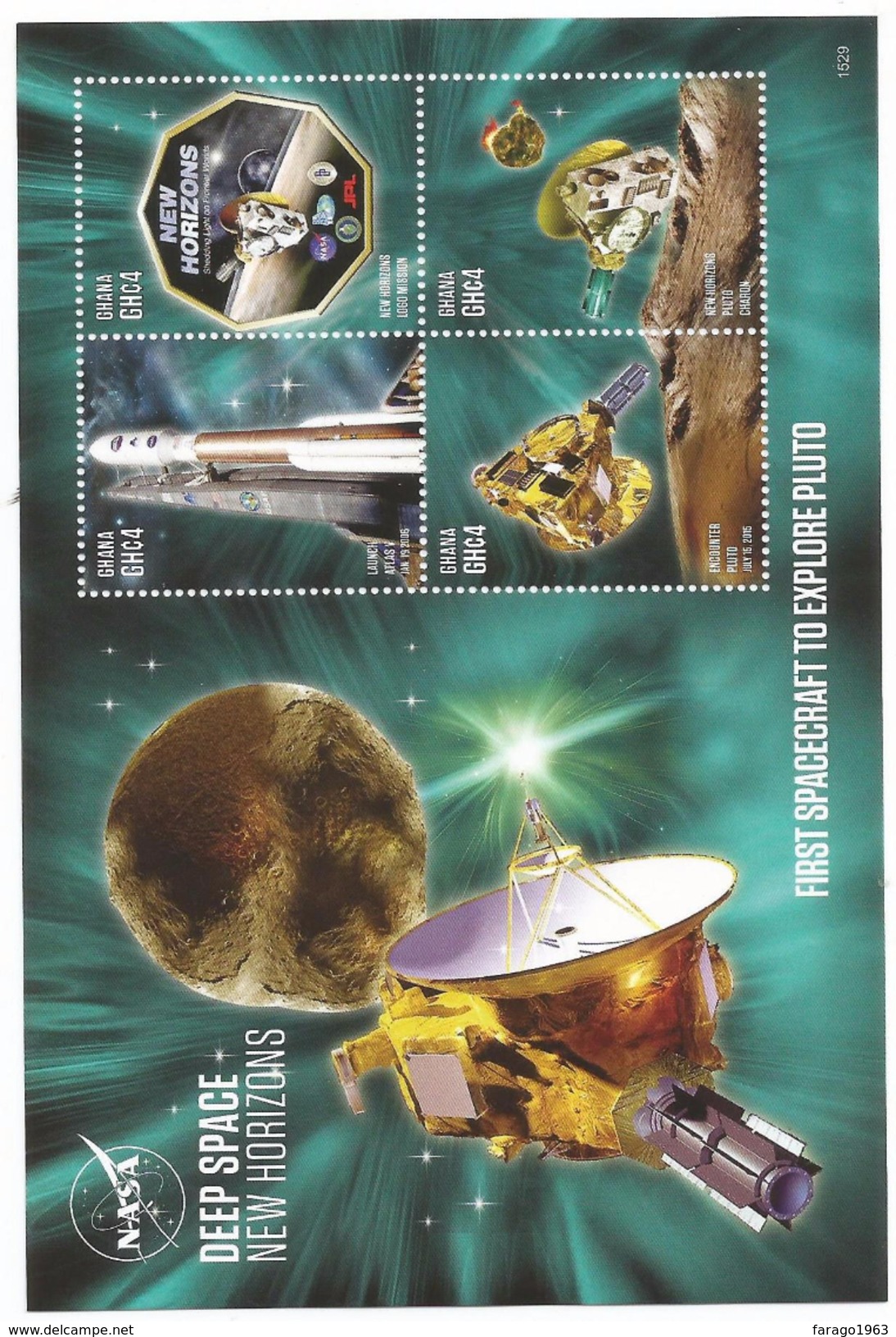 2015 Ghana NASA Space Planets New Horizons Visits Pluto Astronomy  Complete Set Of 2 Sheets  MNH  BELOW FACE VALUE - Ghana (1957-...)