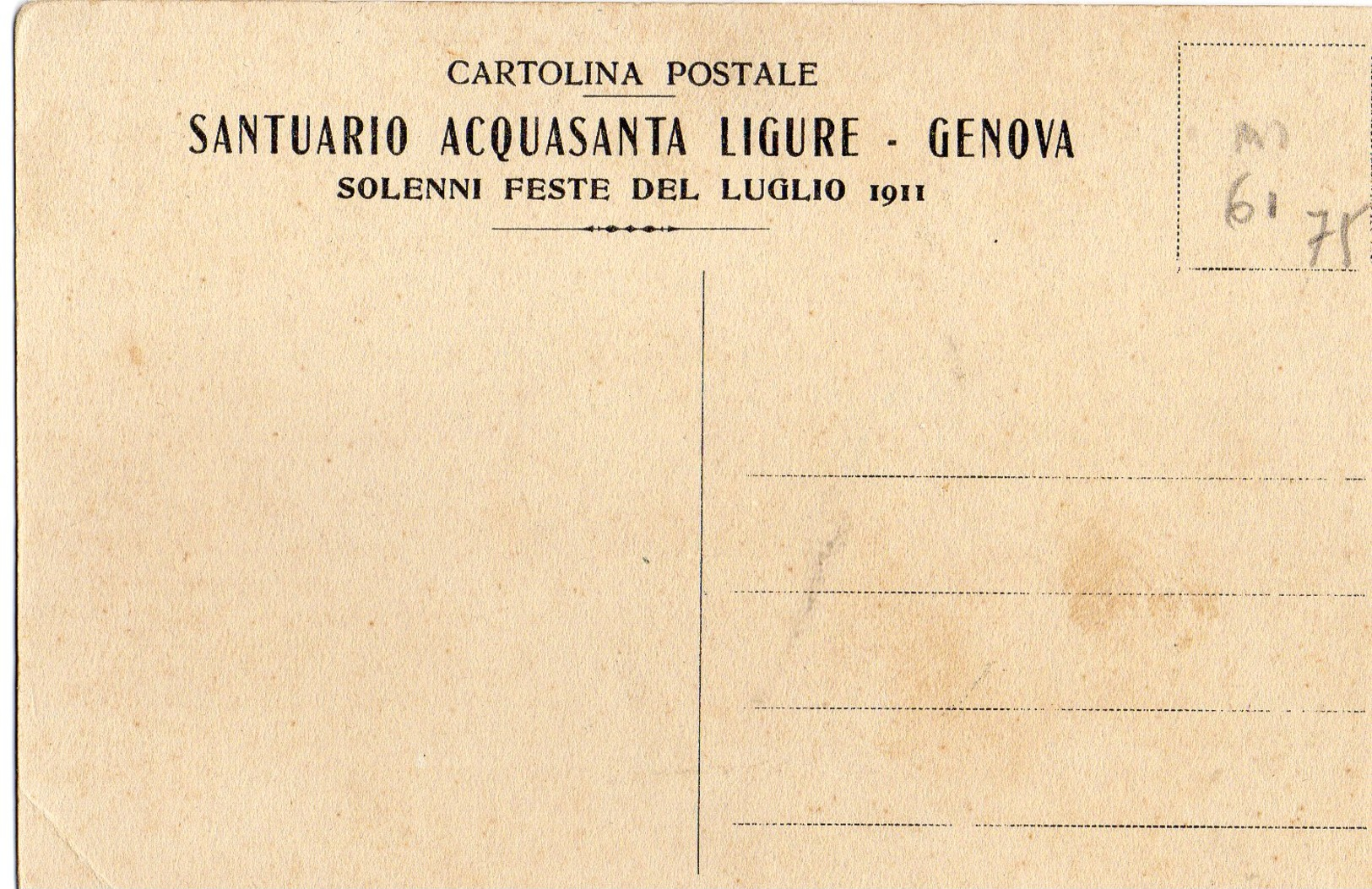 Nuova Artistica Statua Di N, S, Dell'Acquasanta - Solenni Feste Del Luglio 1911 - Genova (Genoa)