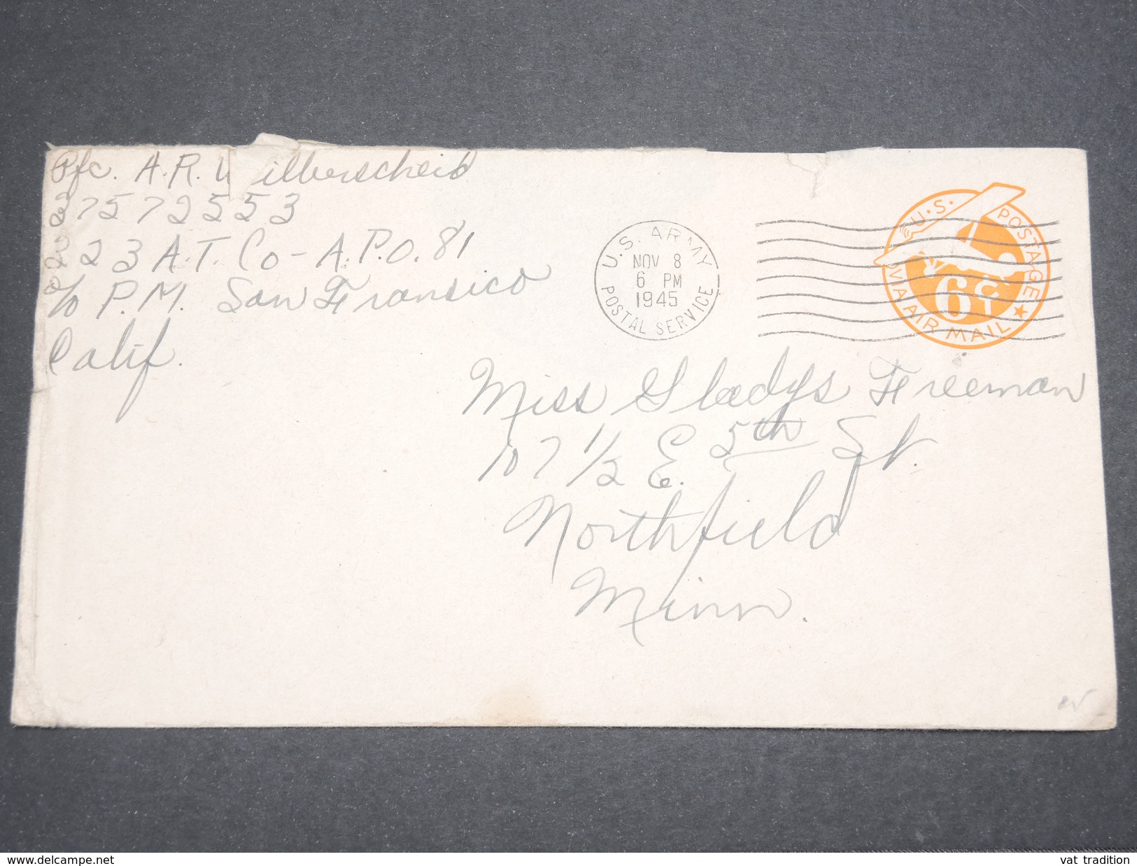 ETATS UNIS - Entier Postal Militaire En 1945 Pour Northfield - L 7589 - 1941-60