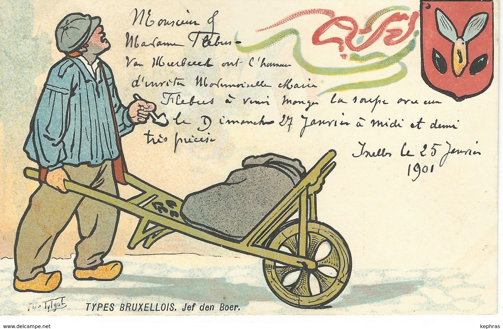 Illustrateur TYTGAT - Types Bruxellois - Jef Den Boer Cachet De La Poste 1901 - Autres & Non Classés