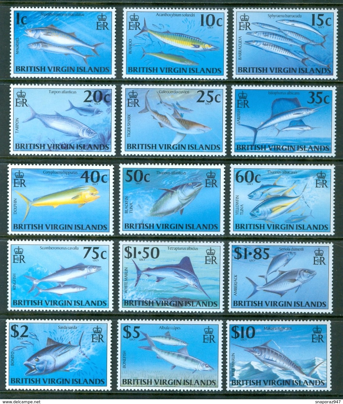 1996 British Virgin Island Ordinary Pesci Fishes Poissons Set MNH** B131 - British Virgin Islands