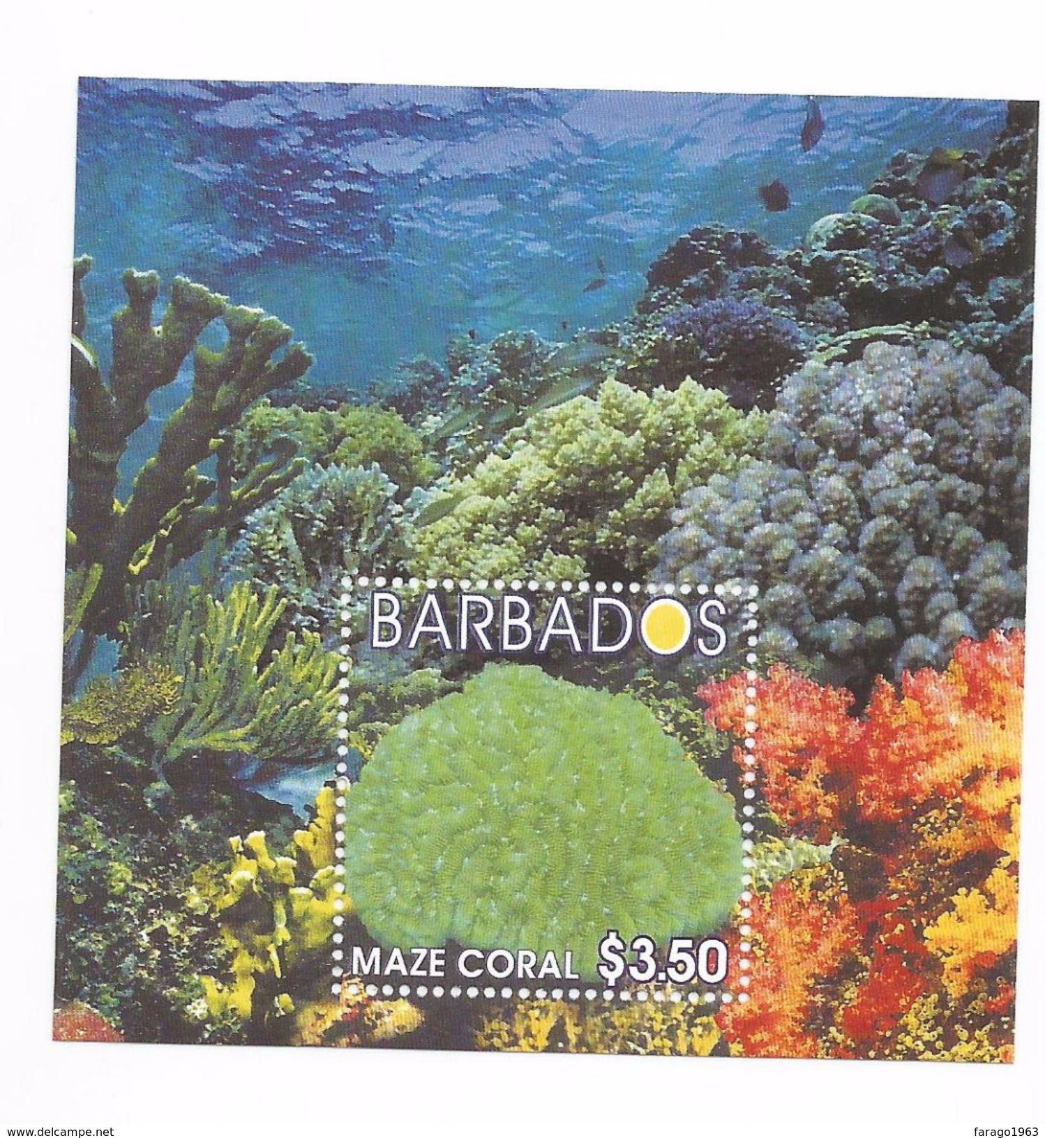 2004 Barbados Maze Coral Marine Environment  Complete Strip Of 5 +  Souvenir Sheet   MNH - Barbados (1966-...)