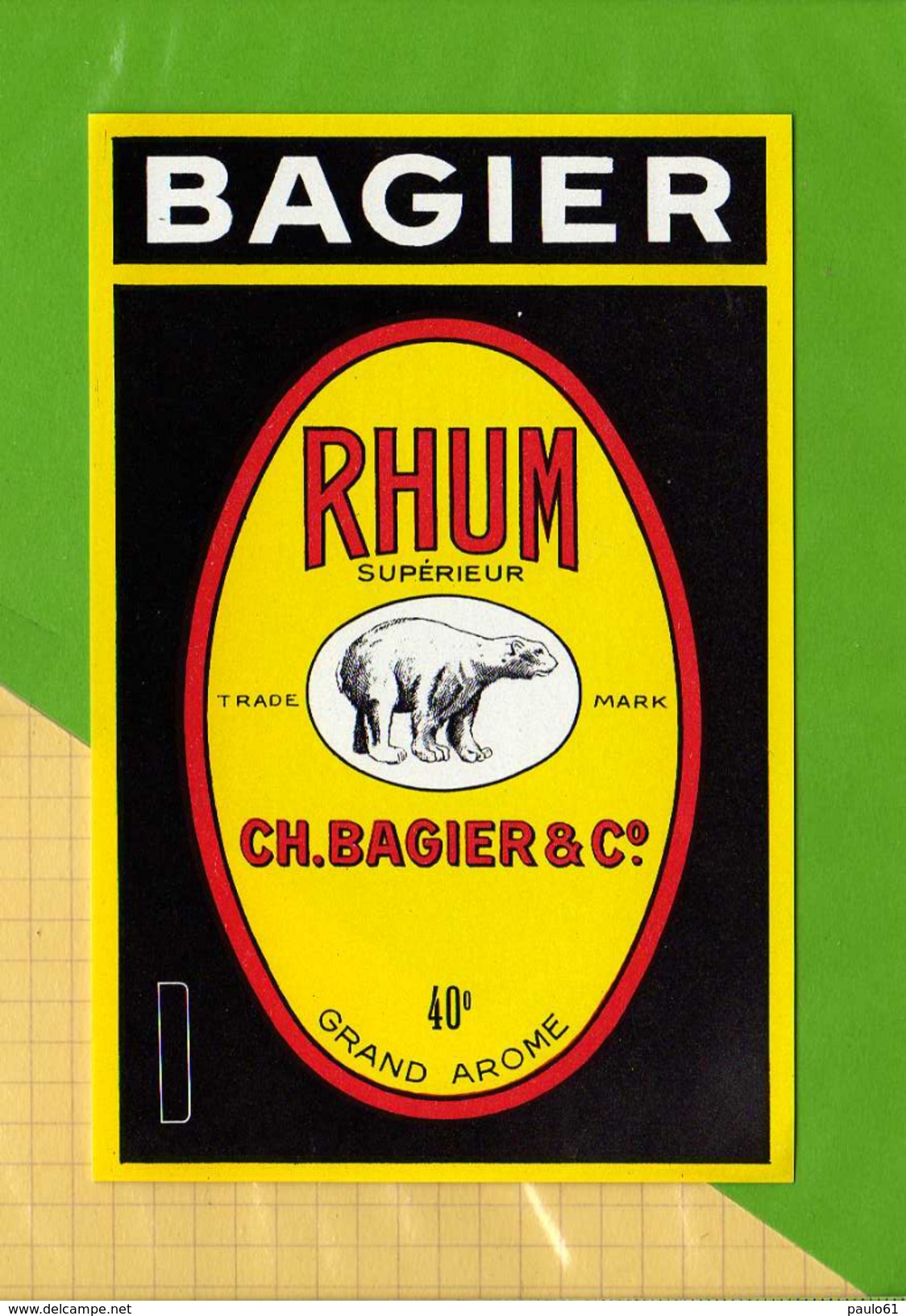 Etiquette De RHUM : Rhum Bagier  Ours - Rhum