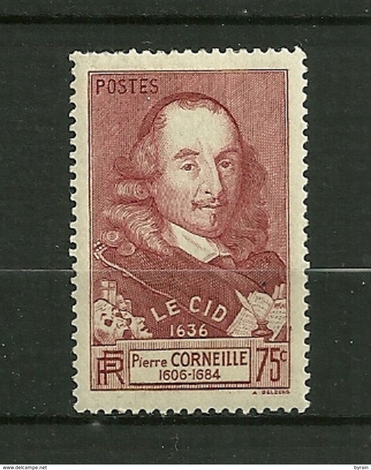 FRANCE 1937   N° 335  " Tricentenaire Du CID ( P.ierre Corneille 1606-1684 ) "       Neuf Avec Trace De Charnière - Ungebraucht