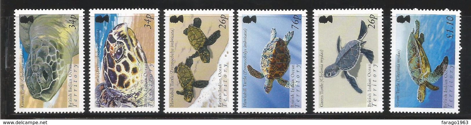 2005 British Indian Ocean Territory Turtles Environment Complete Set Of 6 + Souvenir Sheet   MNH - Territorio Británico Del Océano Índico
