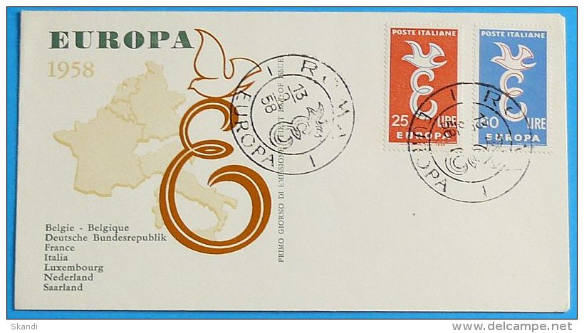 ITALIEN 1958 Mi-Nr. 1016/17 FDC - CEPT - 1958