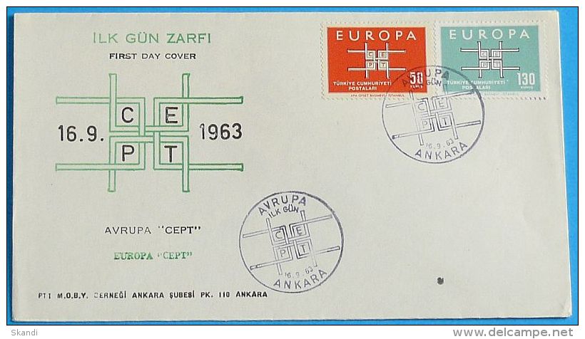 TÜRKEI 1963 Mi-Nr. 1888/89 FDC - CEPT - 1963