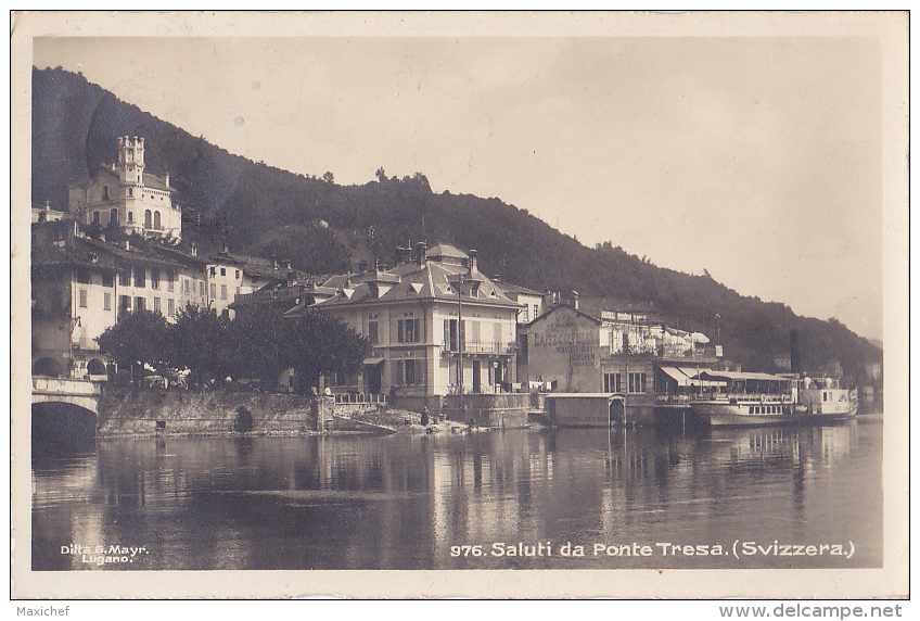 Saluti Da Ponte Tresa (bateau D'excurtion à Quai) Circulé 1930 - Ponte Tresa