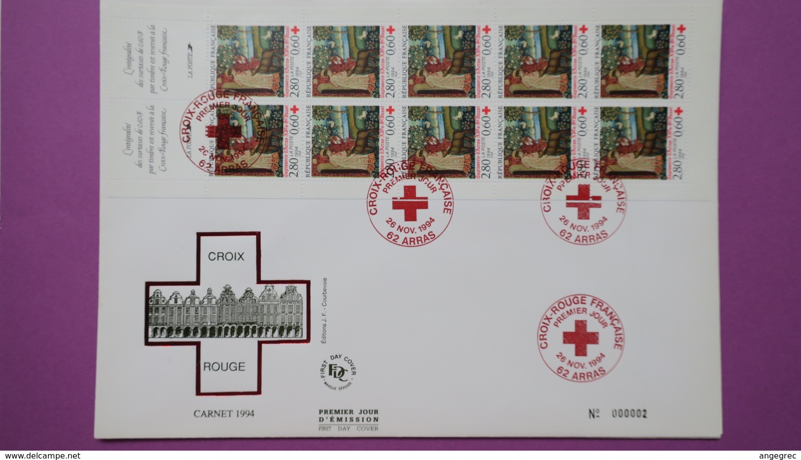 France FDC Format (24,5x16)  TBE  De N° 2915Au Profit De La Croix Rouge  Série N° 000002 Du 26/11/1994 - 1990-1999