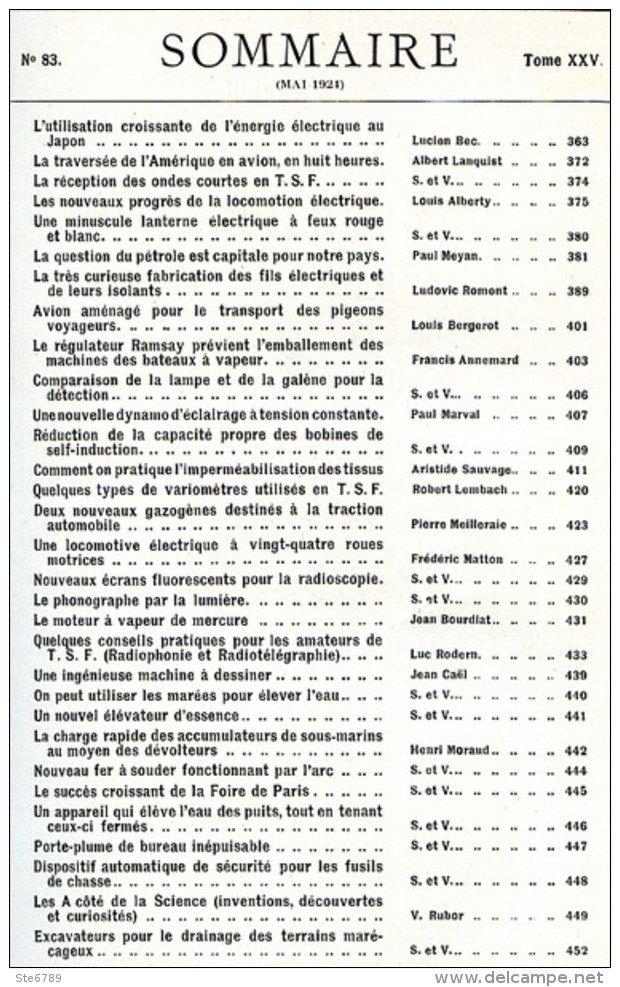 LA SCIENCE ET LA VIE 1924 N° 83 Mai - 1900 - 1949