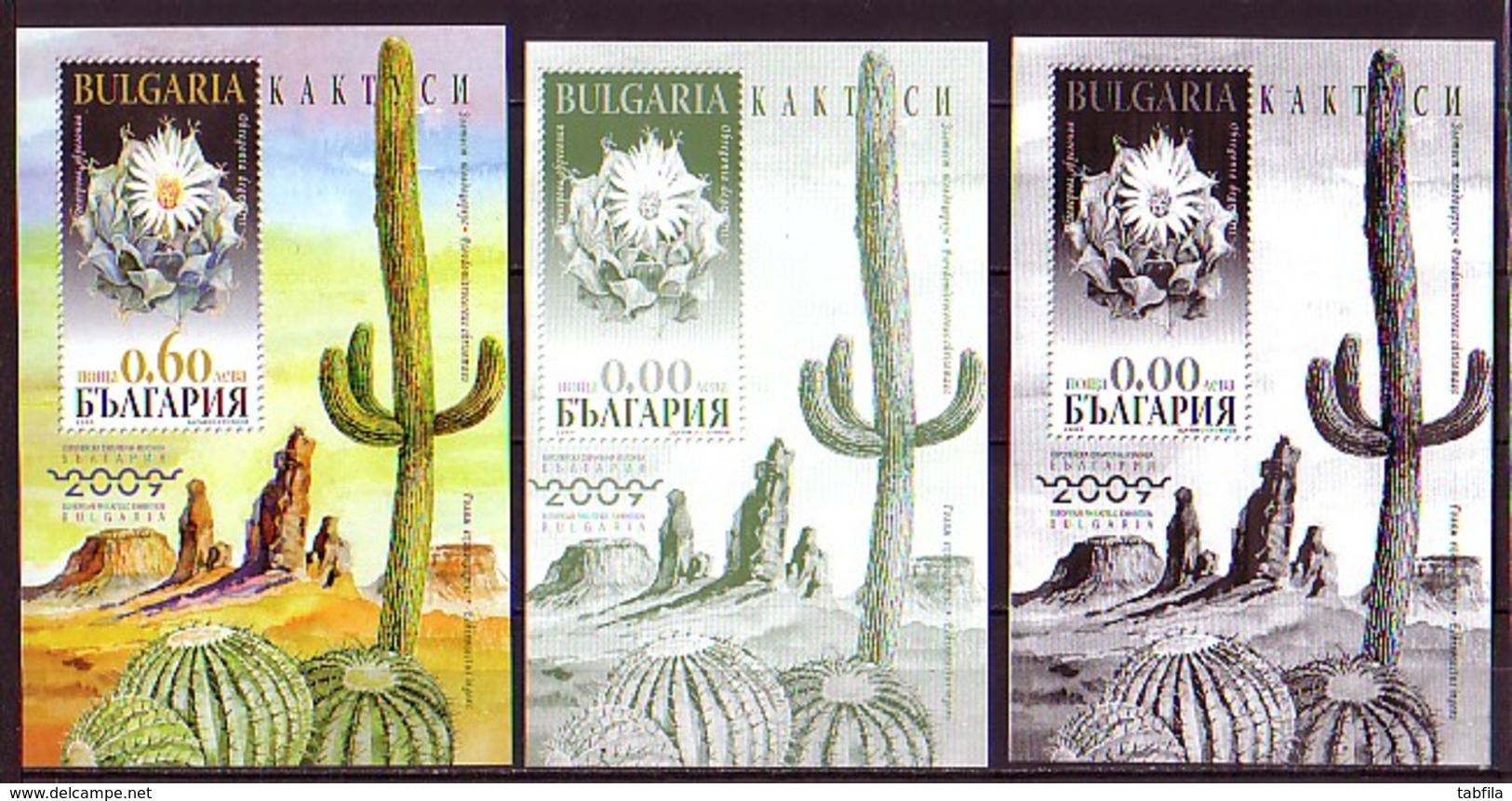 BULGARIA / BULGARIE - 2009 - Cactus - Bl Normal Rare Et 2BL Souvenir - Sukkulenten