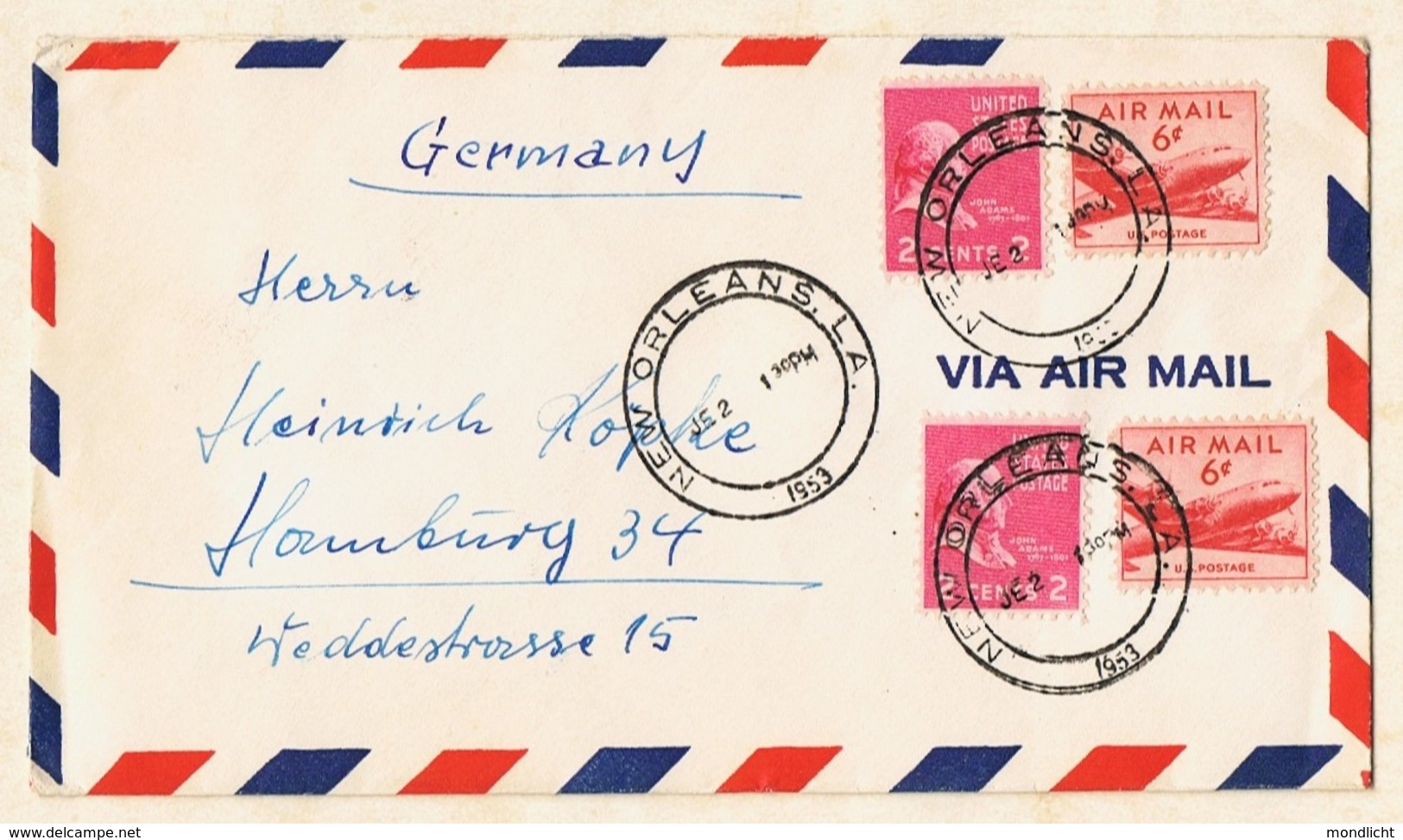 USA, Mischfrankatur, Airmail, 1953. - Covers & Documents