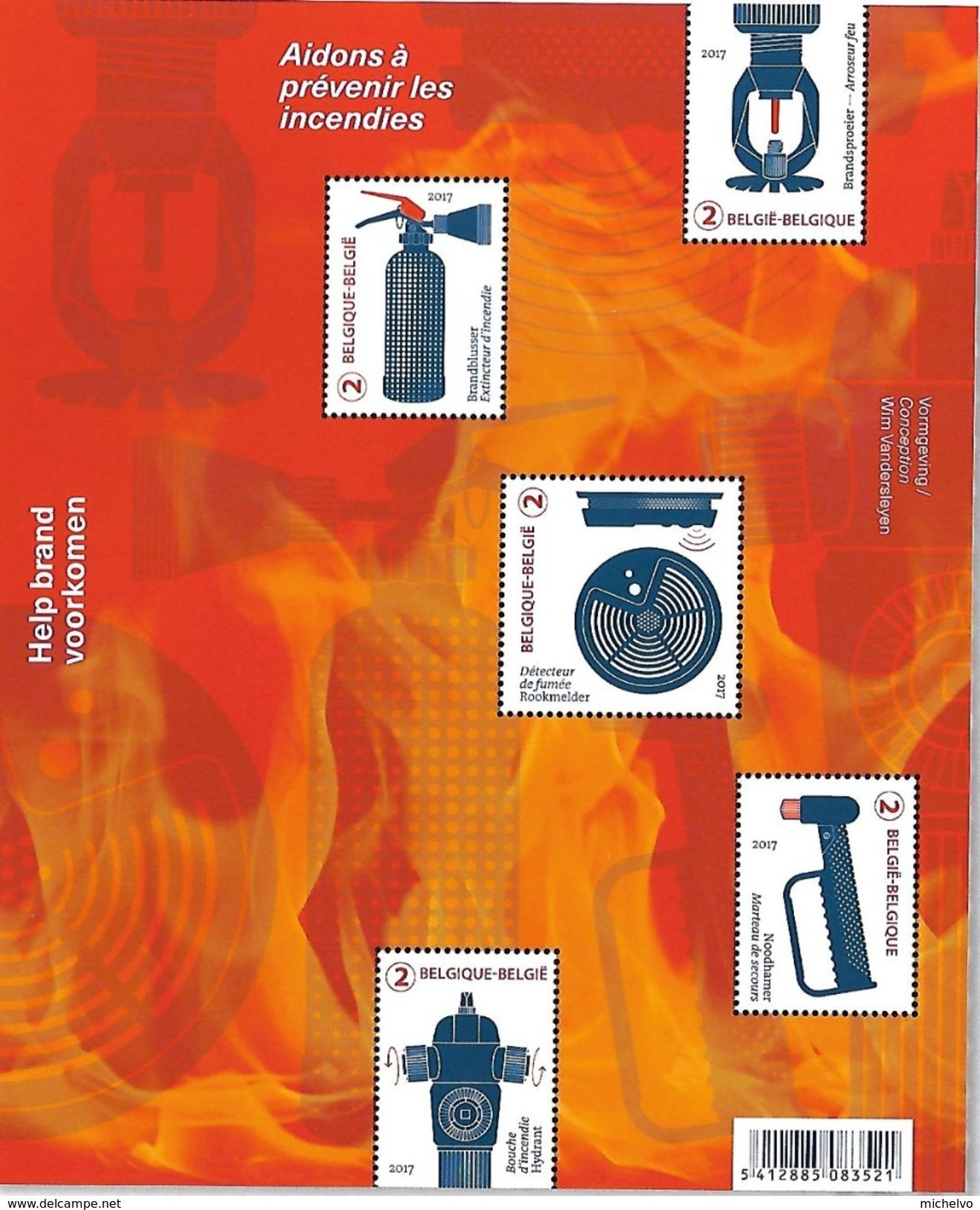 Belg. 2017 - COB N° 248 ** - Sauvé Des Flammes (Prévention Incendie) - Timbres 4677 à 4681 - Ungebraucht