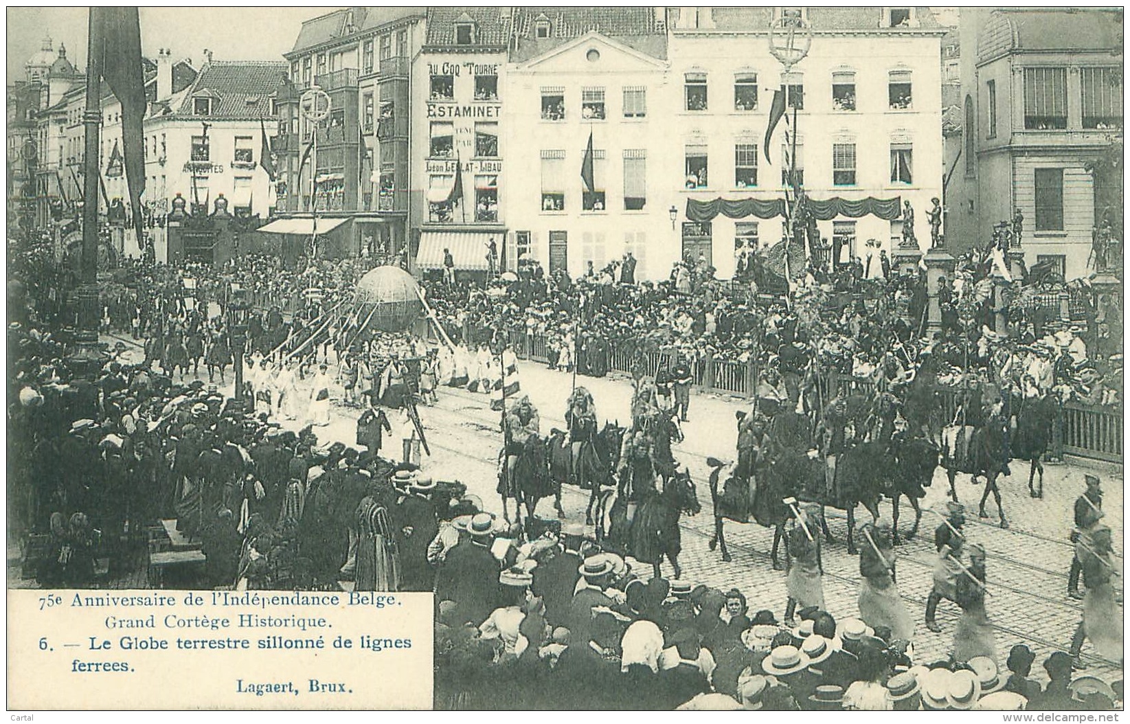 75e Anniversaire De L'Indépendance Belge - Grand Cortège Historique - Le Globe Terrestre - Feesten En Evenementen