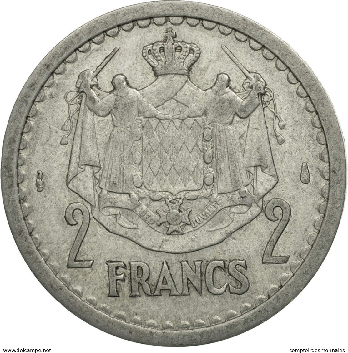 Monnaie, Monaco, Louis II, 2 Francs, 1943, TTB, Aluminium, KM:121, Gadoury:MC - 1922-1949 Louis II