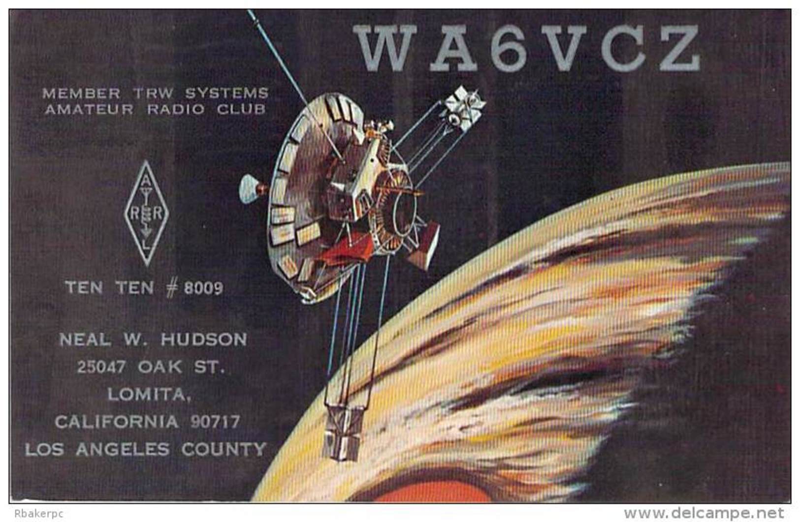 Amateur Radio QSL - WA6VCZ - Lomita, CA -USA- 1974 - 2 Scans - Radio Amateur