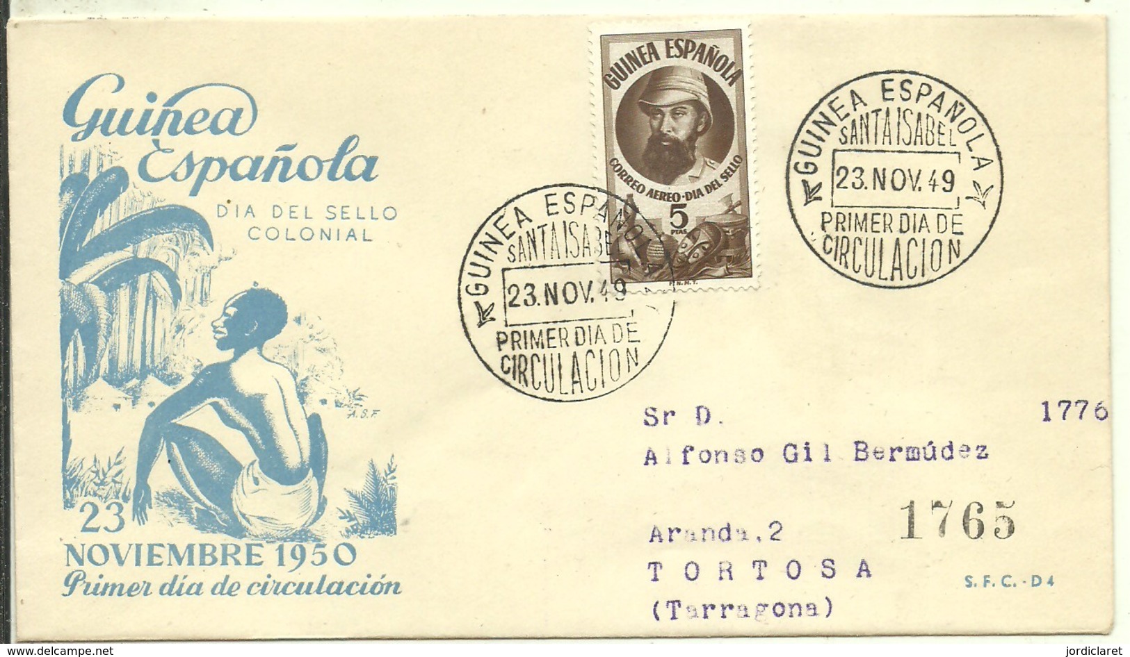 FDC  1949 CERTIFICADA - Guinée Espagnole
