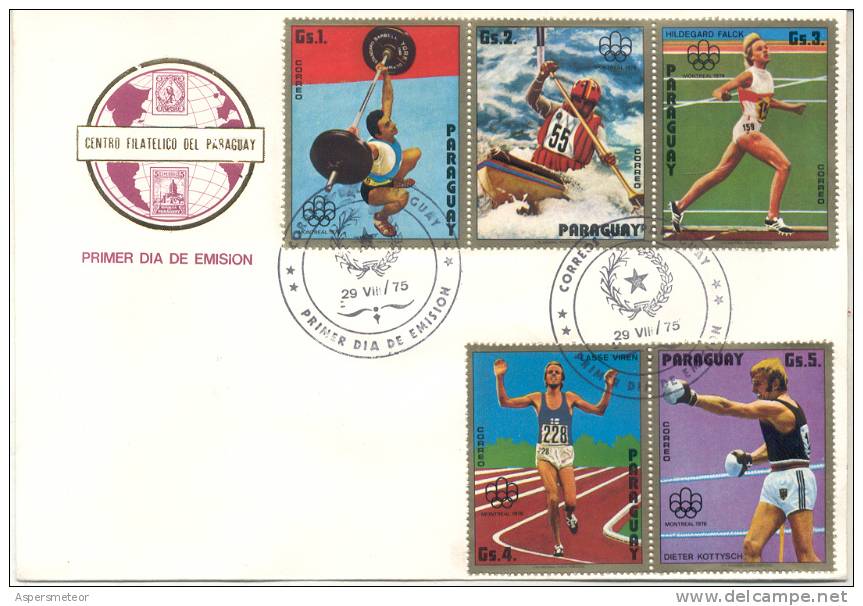 MONTREAL 1976 OLIMPIADAS PARAGUAY FDC JULIO DE 1975 SOBRE TBE - Verano 1976: Montréal