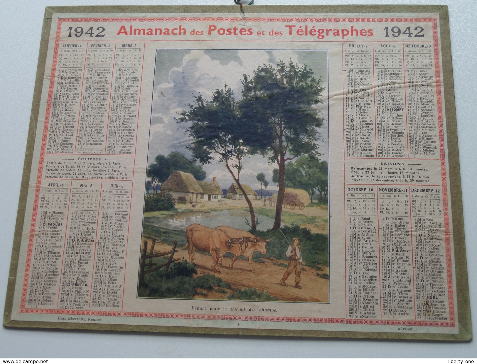 1942 Départ Por Le Travail ...... / Carte Des Chemins De Fer NORD ( Oberthur Rennes : Zie/voir Photo Pour/voor Detail !! - Tamaño Grande : 1941-60