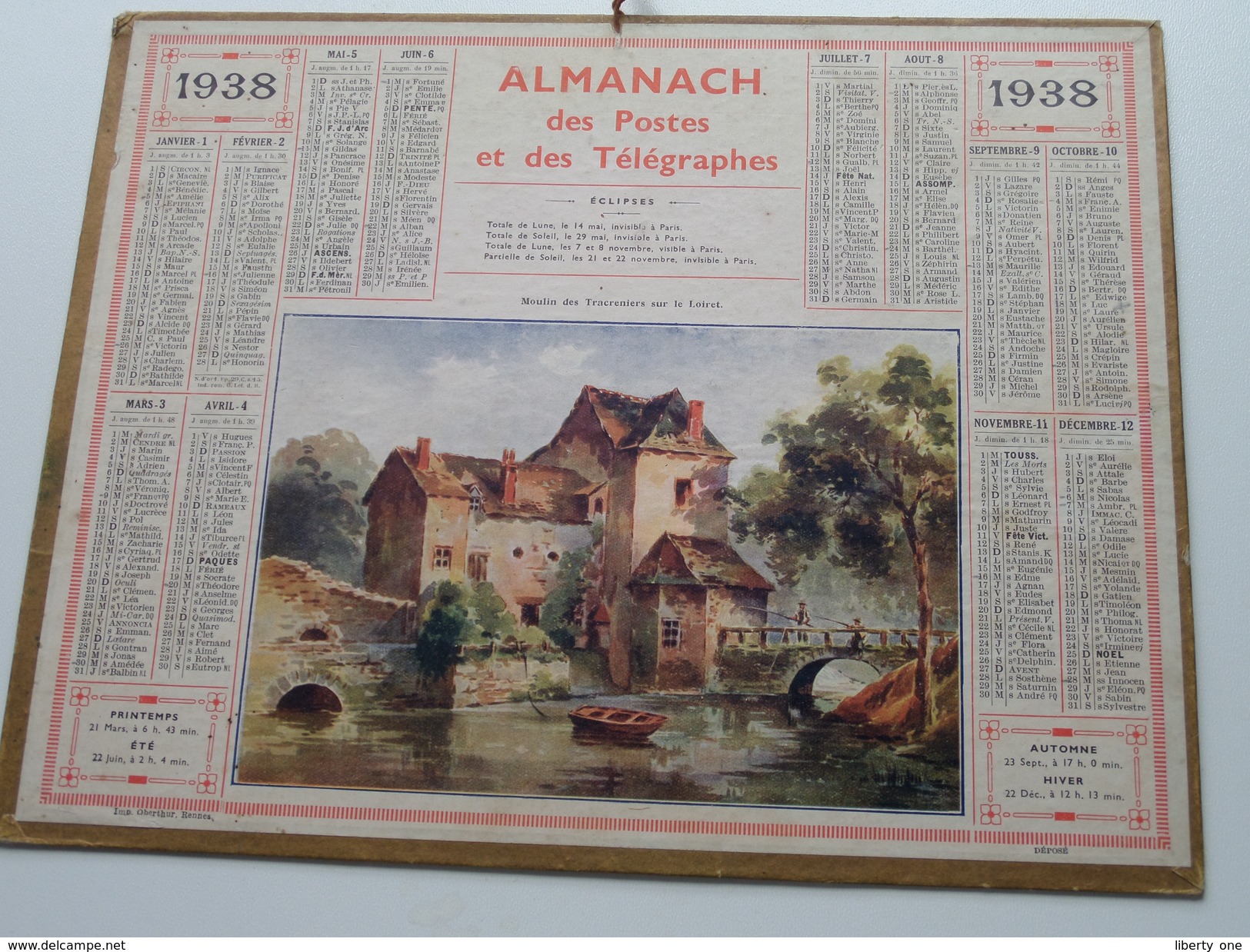 1938 Moulin Des Tracreniers ..... / Carte Des Chemins De Fer NORD ( Oberthur Rennes : Zie/voir Photo Pour/voor Detail !! - Tamaño Grande : 1921-40