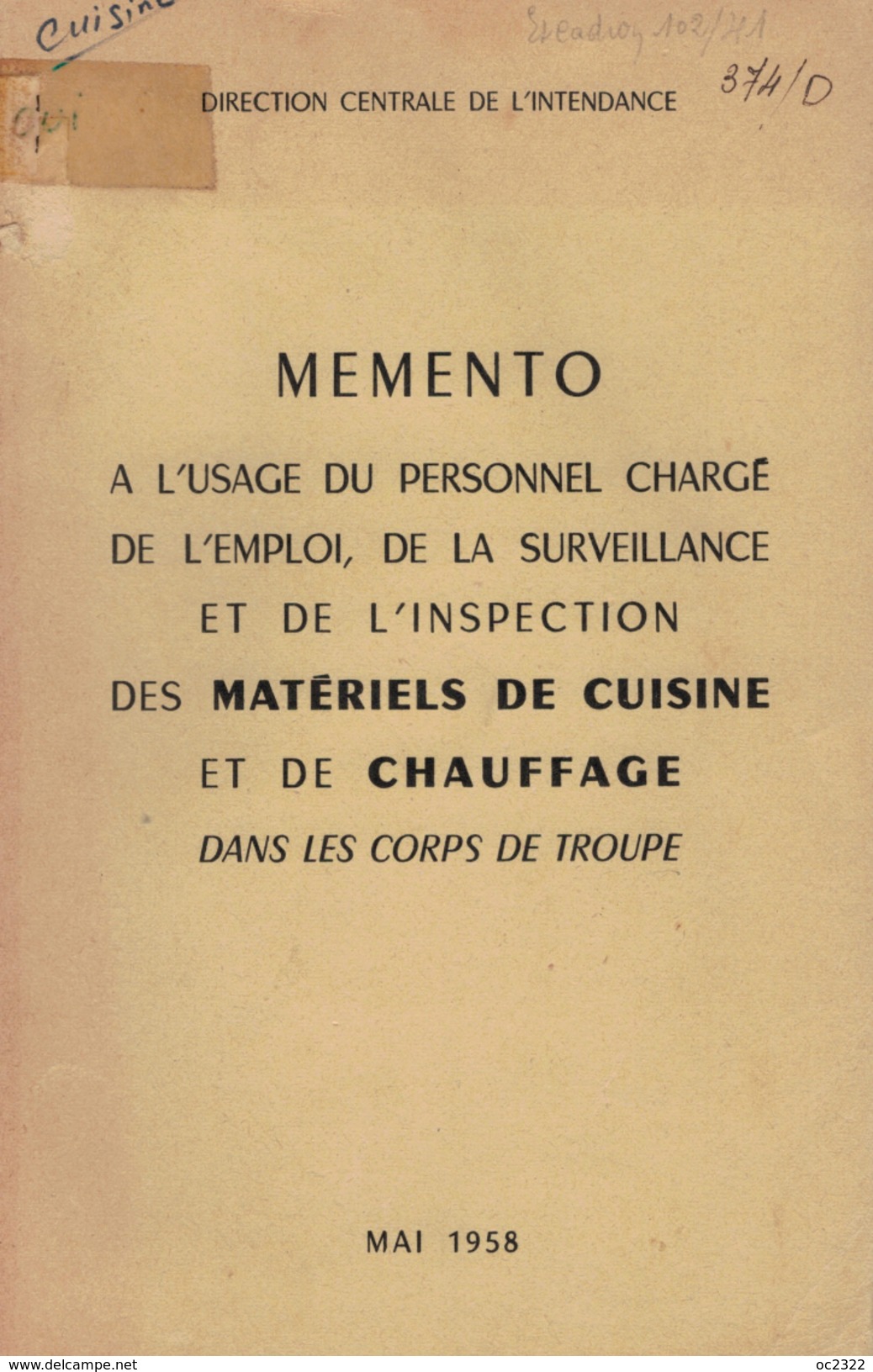 ANCIEN MÉMENTO MATÉRIELS DE CUISINE ET CHAUFFAGE De 1958 - Equipement