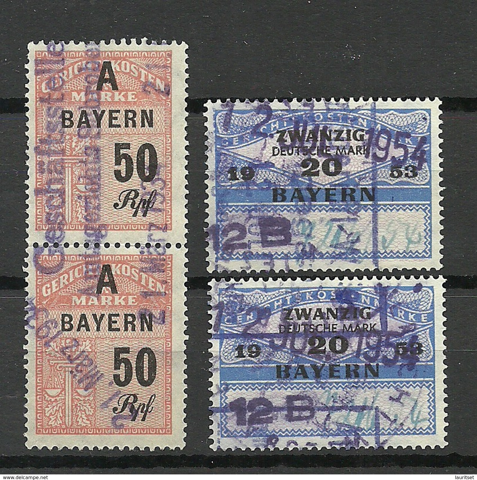 Deutschland 1954 Gerichtskostenmarken Bayern O - Gebraucht