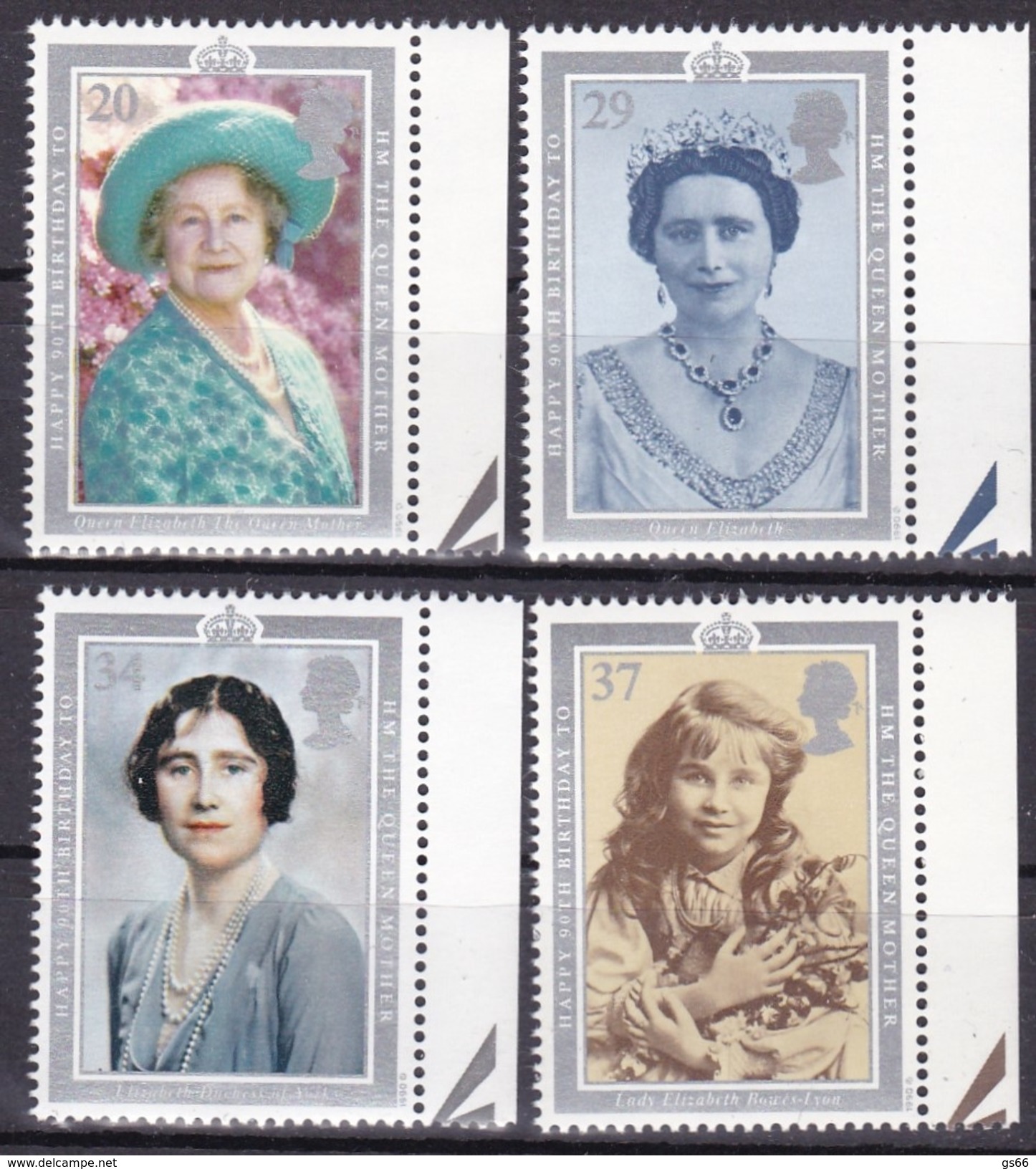 GB, 1990, 1275/78, 90th Birthday Queen Mother. MNH ** - Nuovi