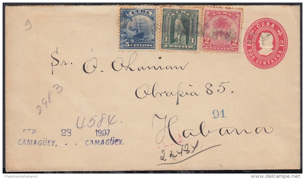 1899-EP-191 CUBA US OCCUPATION 1899. 1c FRONT COVER POSTAL STATIONERY 1911. - Brieven En Documenten