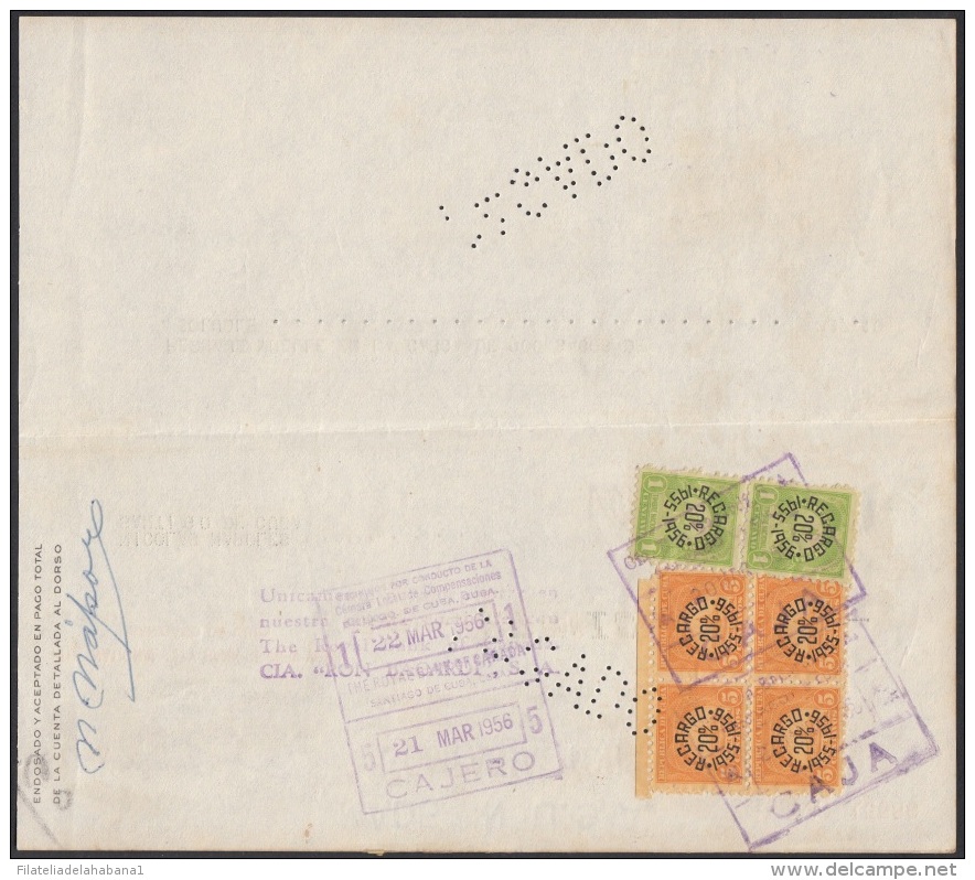 E5267 CUBA. 1956. FACTURA COMPAÑIA DE RON BACARDI. - Chèques & Chèques De Voyage