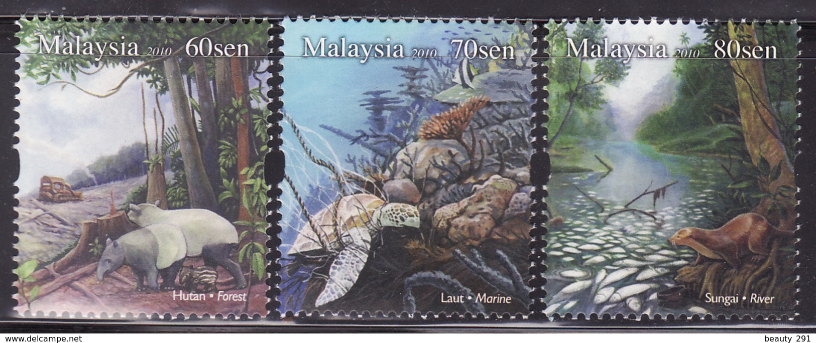 MALAYSIA - 2010 -  Malaysia Threatened Habitats , Flora, Fauna, Forest, Wildlife, Turtle Ocean (stamp) MNH** - Umweltschutz Und Klima