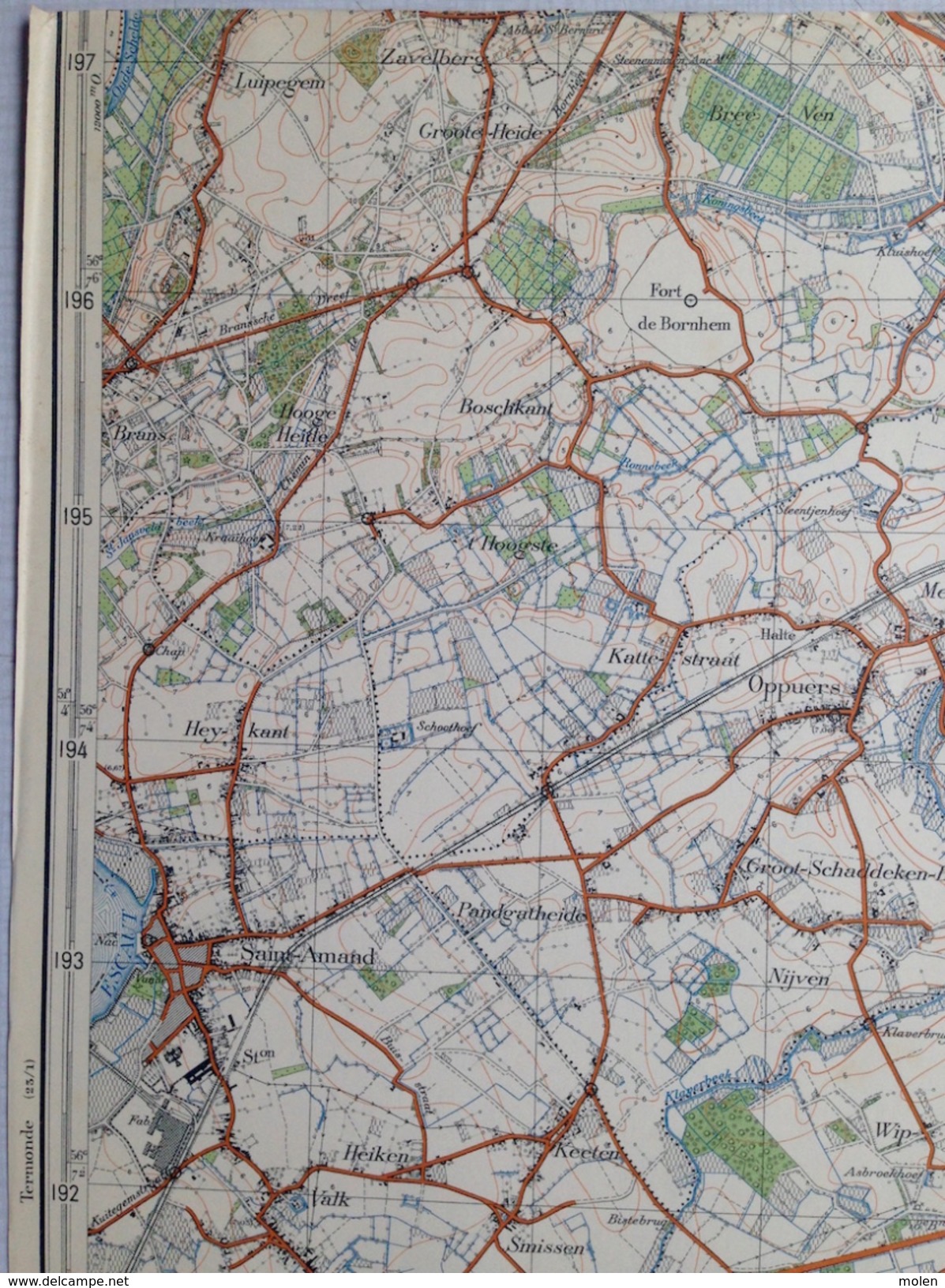 Oude STAFKAART 23/2 Uit 1930 PUURS SINT-AMANDS OPPUURS BUGGENHOUT MALDEREN LIEZELE LIPPELO OPDORP LONDERZEEL S547 - Puurs