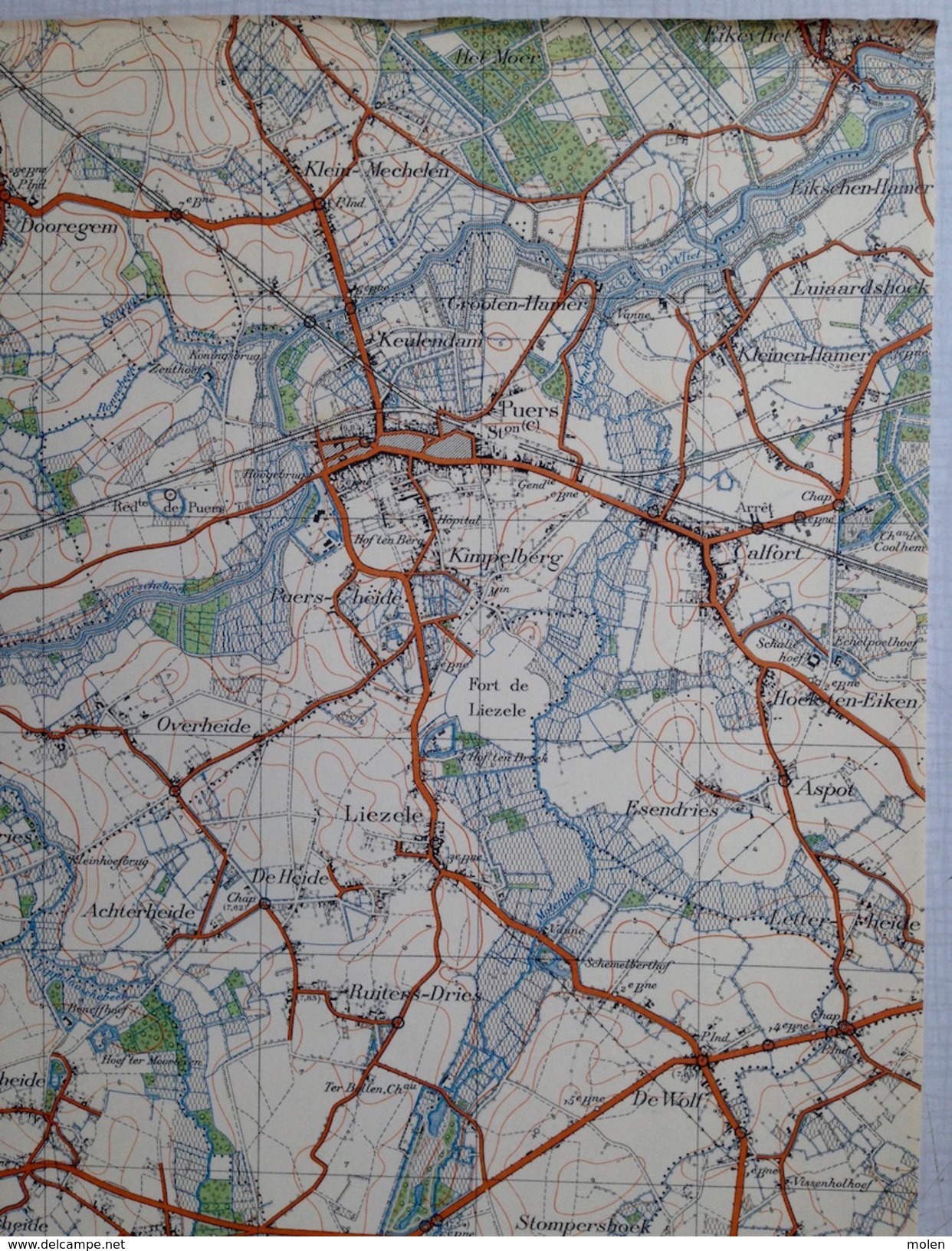 Oude STAFKAART 23/2 Uit 1930 PUURS SINT-AMANDS OPPUURS BUGGENHOUT MALDEREN LIEZELE LIPPELO OPDORP LONDERZEEL S547 - Puurs