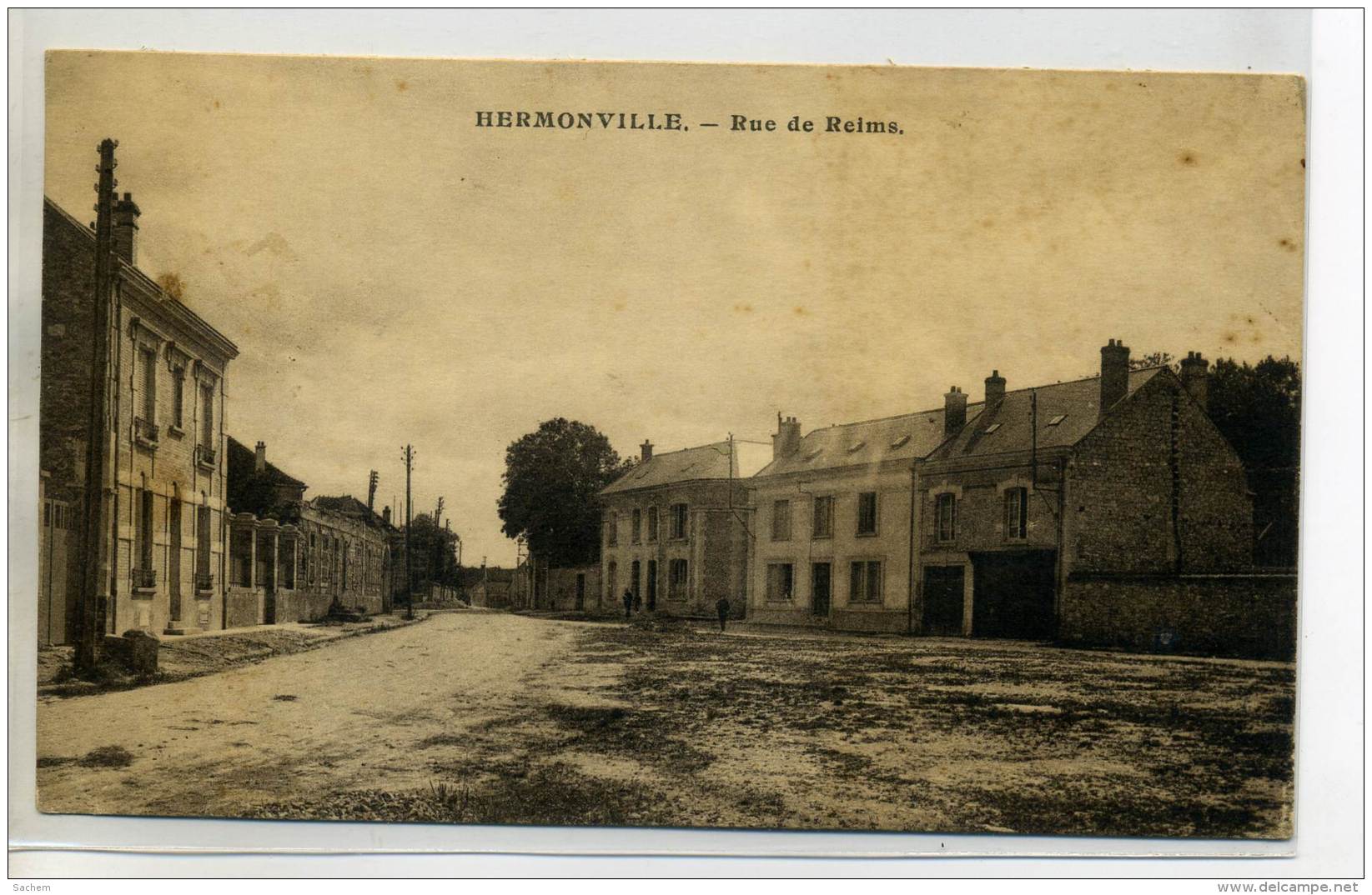 51-05 HERMONVILLE Carte Rare Rue De Reims Place Du Village écrite Longuement   /D09-2015 - Autres & Non Classés