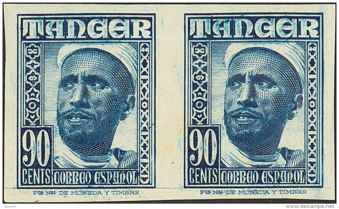 DEPENDENCIAS POSTALES ESPA&Ntilde;OLAS. T&aacute;nger. * MH 161ecs(2) 90 Cts Azul, Pareja. CAMBIO DE COLOR Y SIN DENTAR. - Marocco Spagnolo